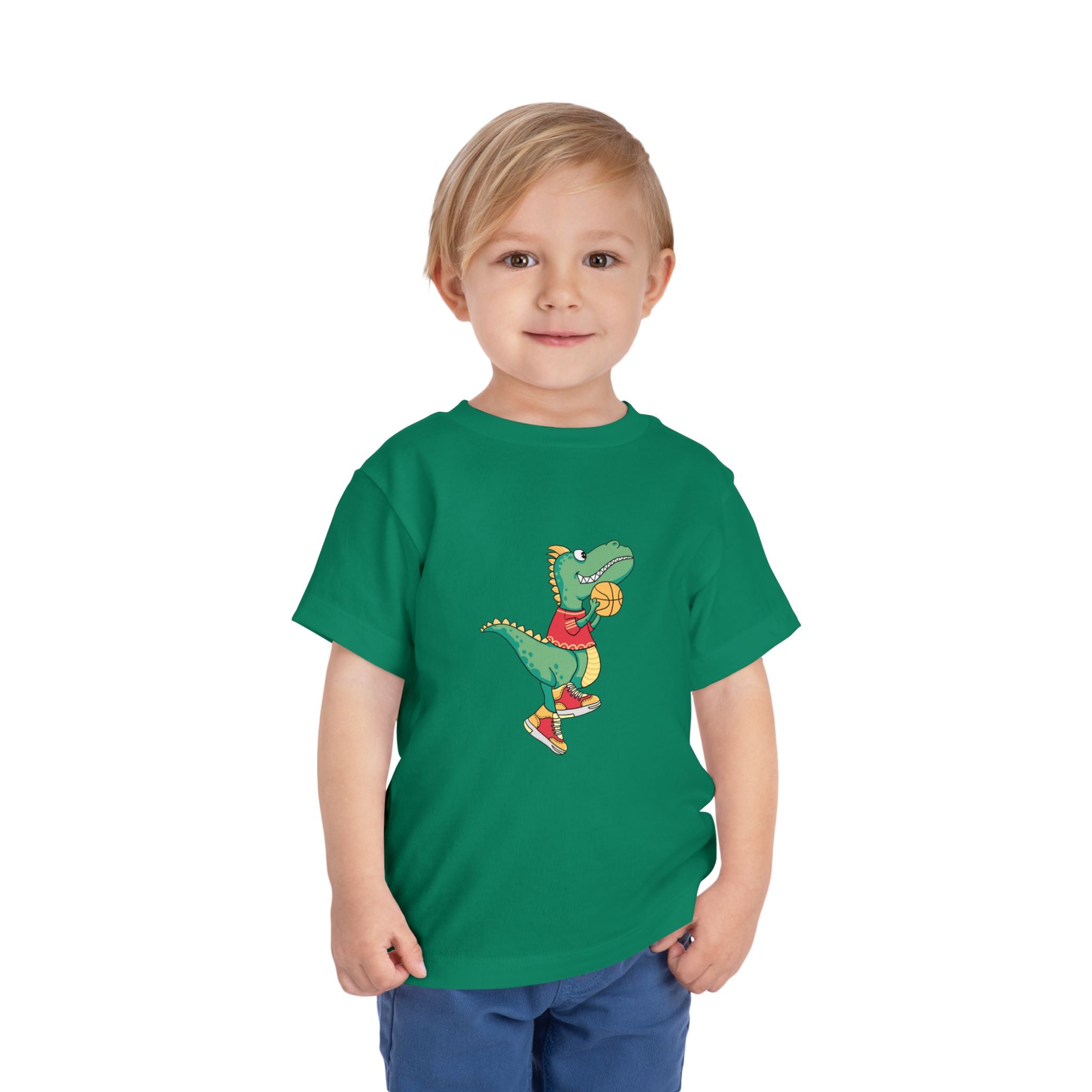 Dino Basketball Toddler Tee, Cute Dino Shirt, Kids Sports T-Shirt, Birthday Gift for Boys and Girls, Toddler Apparel, Playful Style