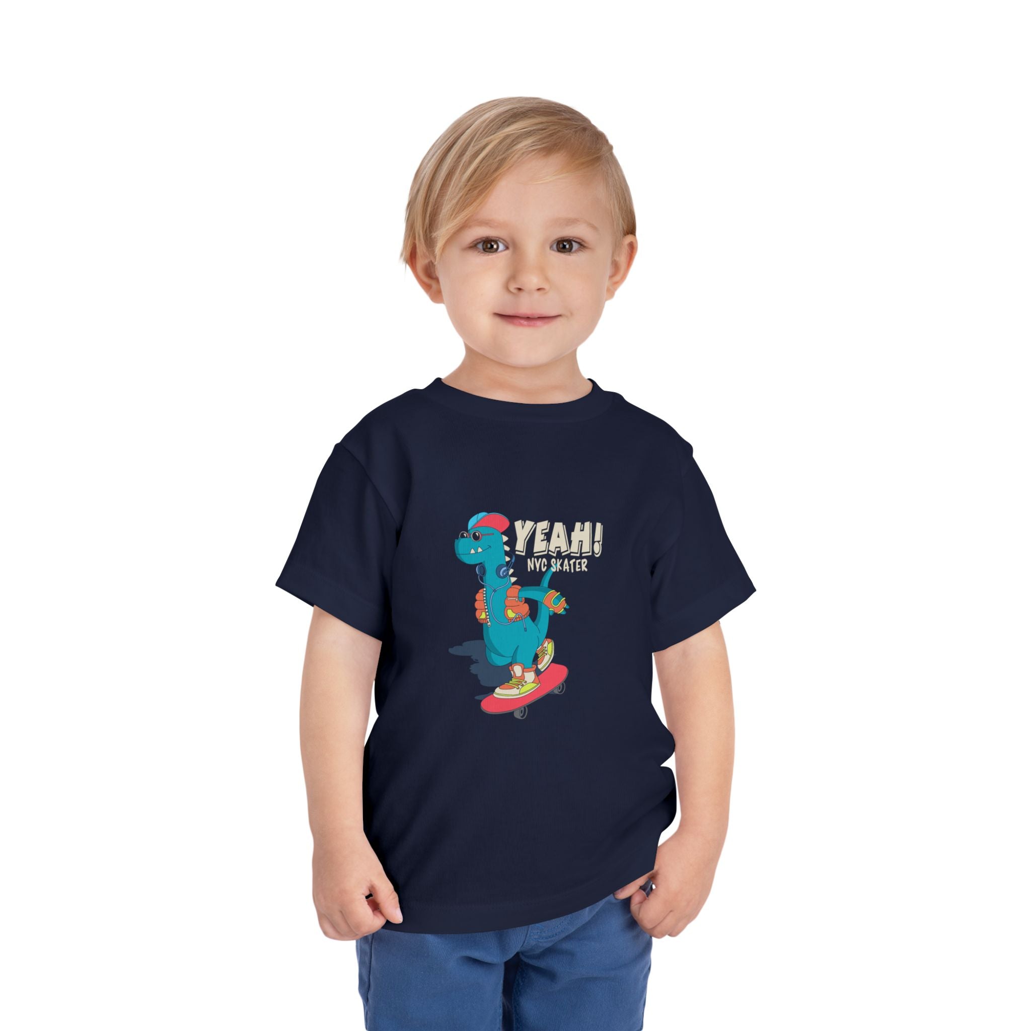 Skater Dinosaur Toddler Tee - Fun Summer Style, Gift for Kids, Playtime Adventures, Birthday Celebration, Cute Graphic T-Shirt