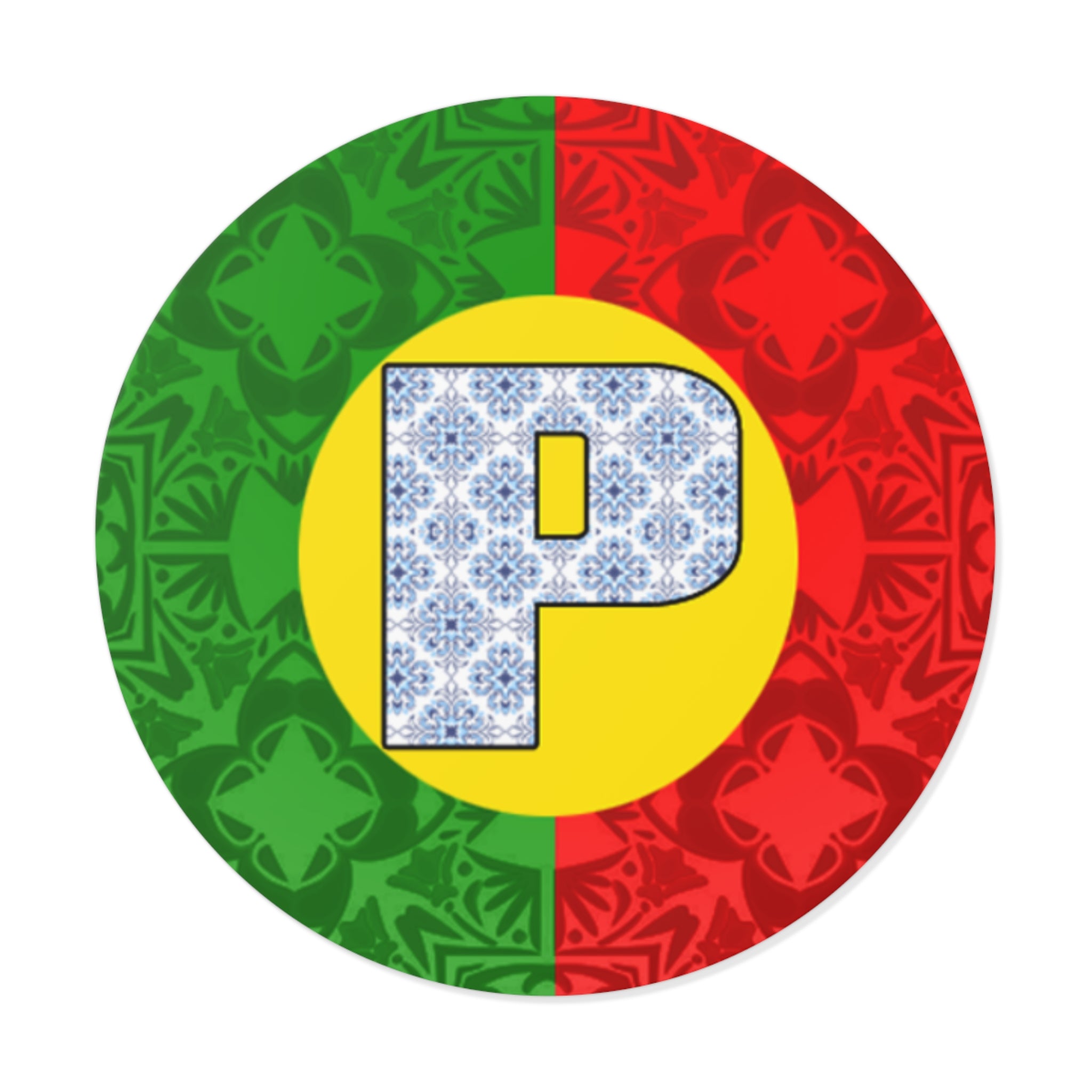 Colorful 'P' for Portugal Round Vinyl Stickers | Fun Decor, Kids' Room, Party Favors, Scrapbooking, Customizable Supplies