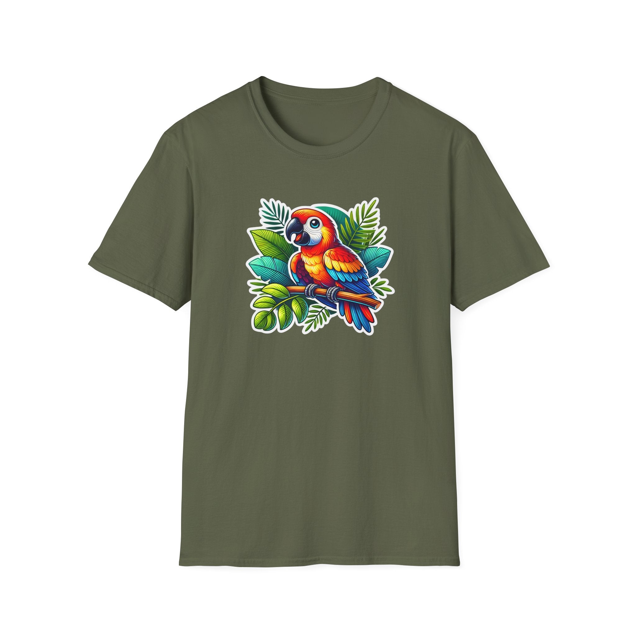 Tropical Parrot T-Shirt, Vibrant Animal Tee, Summer Style, Eco-Friendly Apparel, Perfect Gift for Nature Lovers, Casual Wardrobe Staple