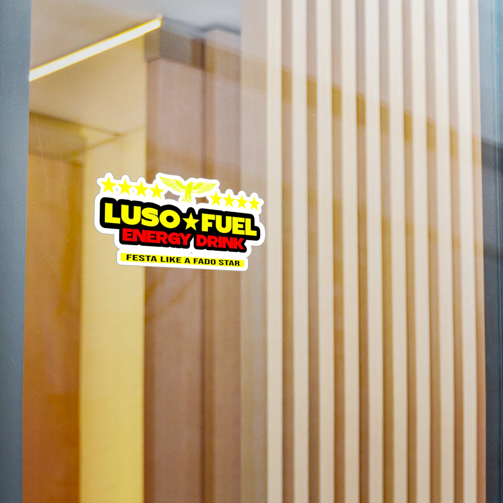 Luso Fuel Energy Drink Kiss-Cut Vinyl Decal, Fun Stickers for Party Goers, Car Decor, Laptop Stickers, Gift for Friends