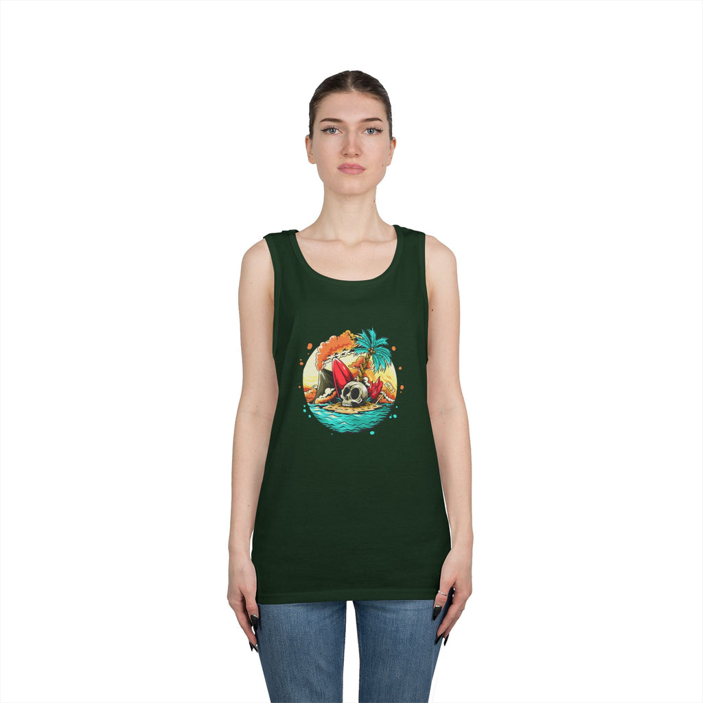 Beach Vibes Unisex Heavy Cotton Tank Top, Perfect for Summer, Casual Wear, Beach Days, Vacation, Festival Outfit