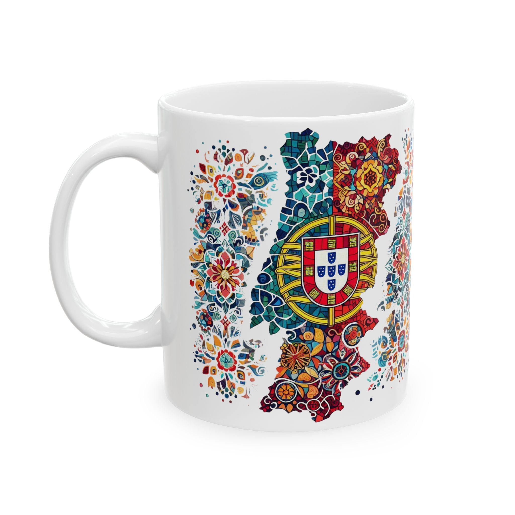Vibrant Portugal Floral Ceramic Mug - Perfect for Tea, Coffee, and Gift Giving