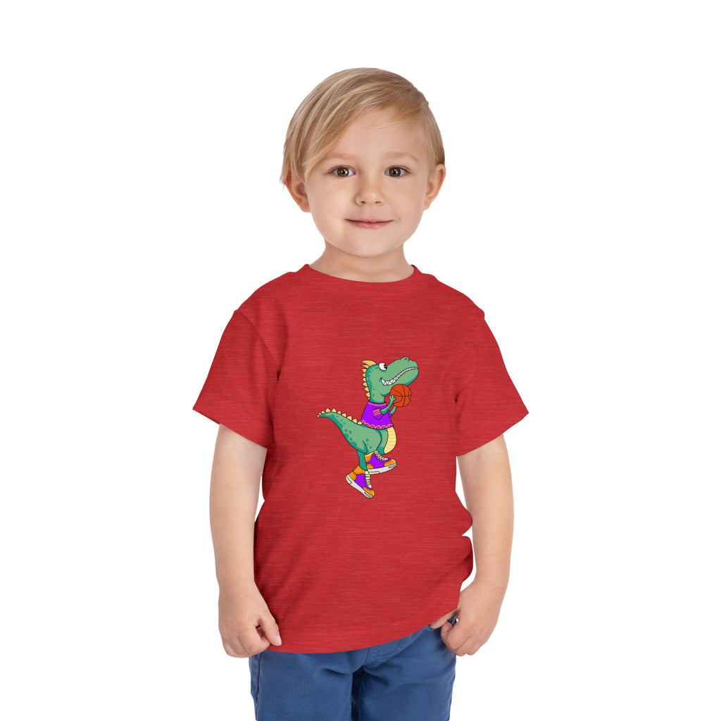 Dino Basketball Toddler Tee, Cute Dino Shirt, Kids Sports T-Shirt, Birthday Gift for Boys and Girls, Toddler Apparel, Playful Style