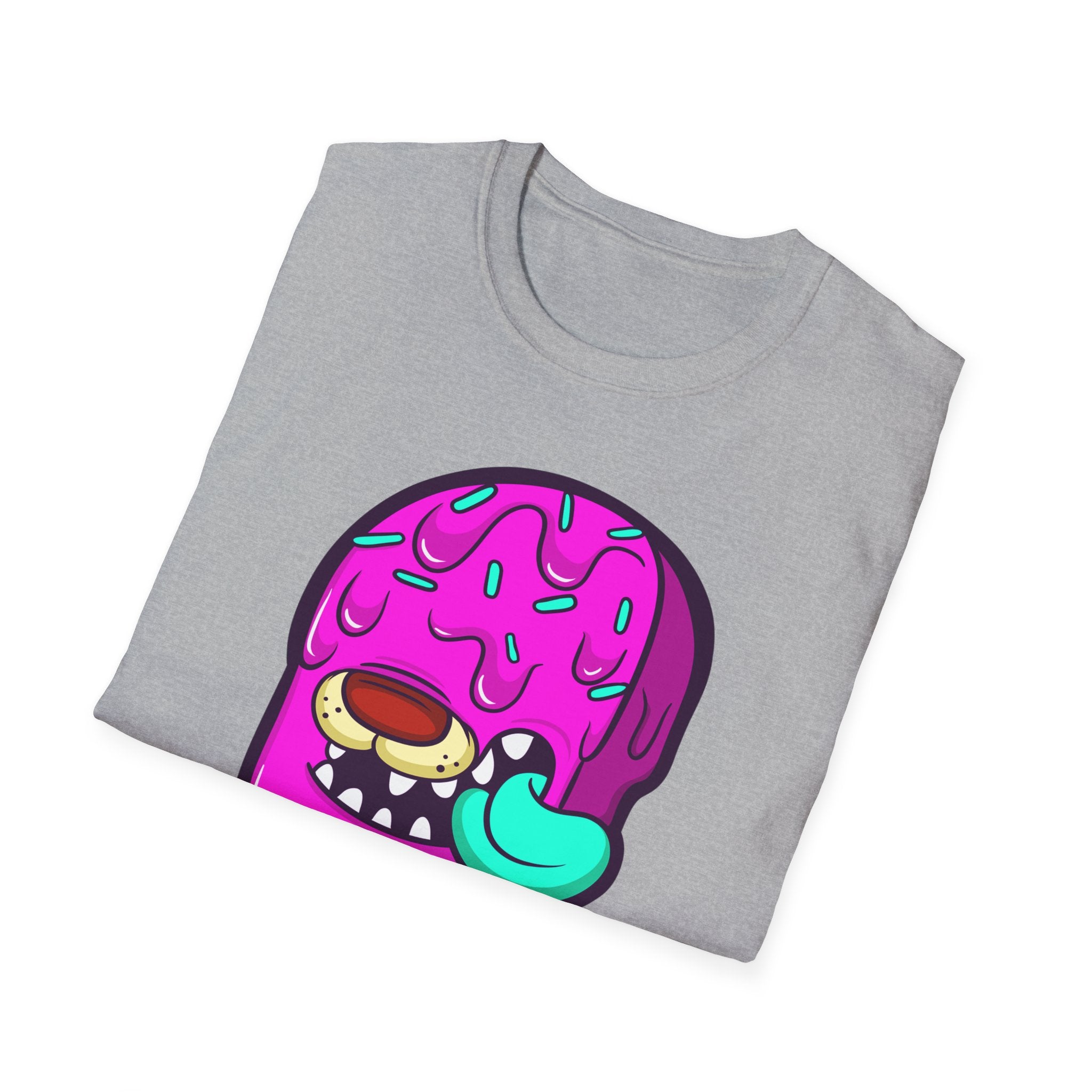 Funny Ice Cream Monster Unisex T-Shirt for Summer Fun, Cute Graphic Tee, Gift for Ice Cream Lovers, Summer Party Shirt, Quirky Gift Idea