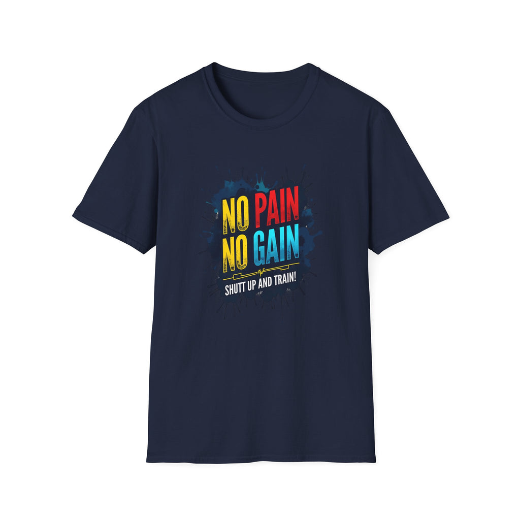 Motivational Fitness T-Shirt - "No Pain No Gain - Shut Up and Train" Gym Apparel, Workout Gift, Exercise Top, Sportswear