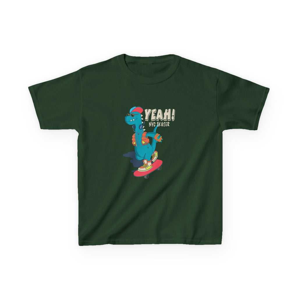 Skater Dinosaur Kids Tee - Fun & Cool T-Shirt for Young Skateboarders, Birthday Gift, Casual Wear, Unisex, Bold Graphic Tee
