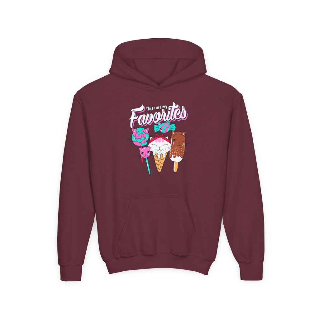Cute Ice Cream Favorites Youth Hoodie, Summer Apparel, Kids Sweatshirt, Birthday Gift, Cartoon Ice Cream Design