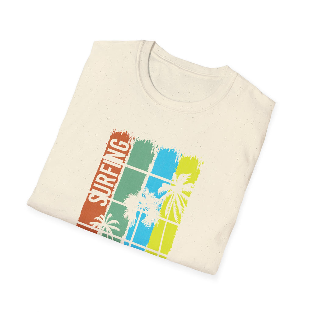 Surfing Vibes Unisex Softstyle T-Shirt, Relaxed Beachwear, Summer Fashion, Vacation Apparel, Perfect for Surf Lovers, Gift for Travelers