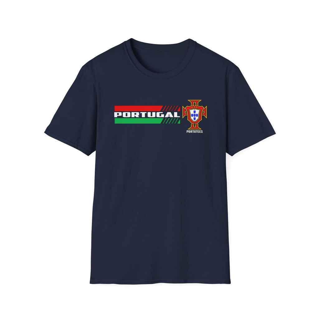 Portugal Soccer Retro Stripe T-Shirt — Portuguese Crest Football Soccer Tee