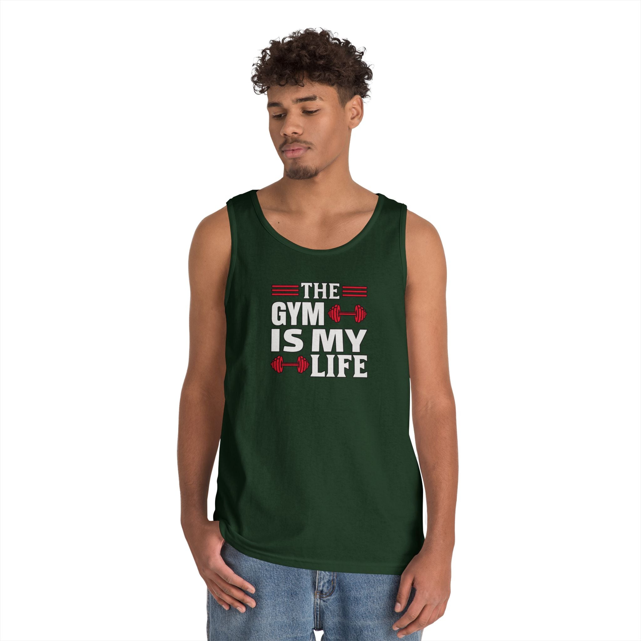 The Gym Is My Life Unisex Heavy Cotton Tank Top, Workout Shirt, Gym Apparel, Fitness Gift, Casual Wear, Athletic Tank