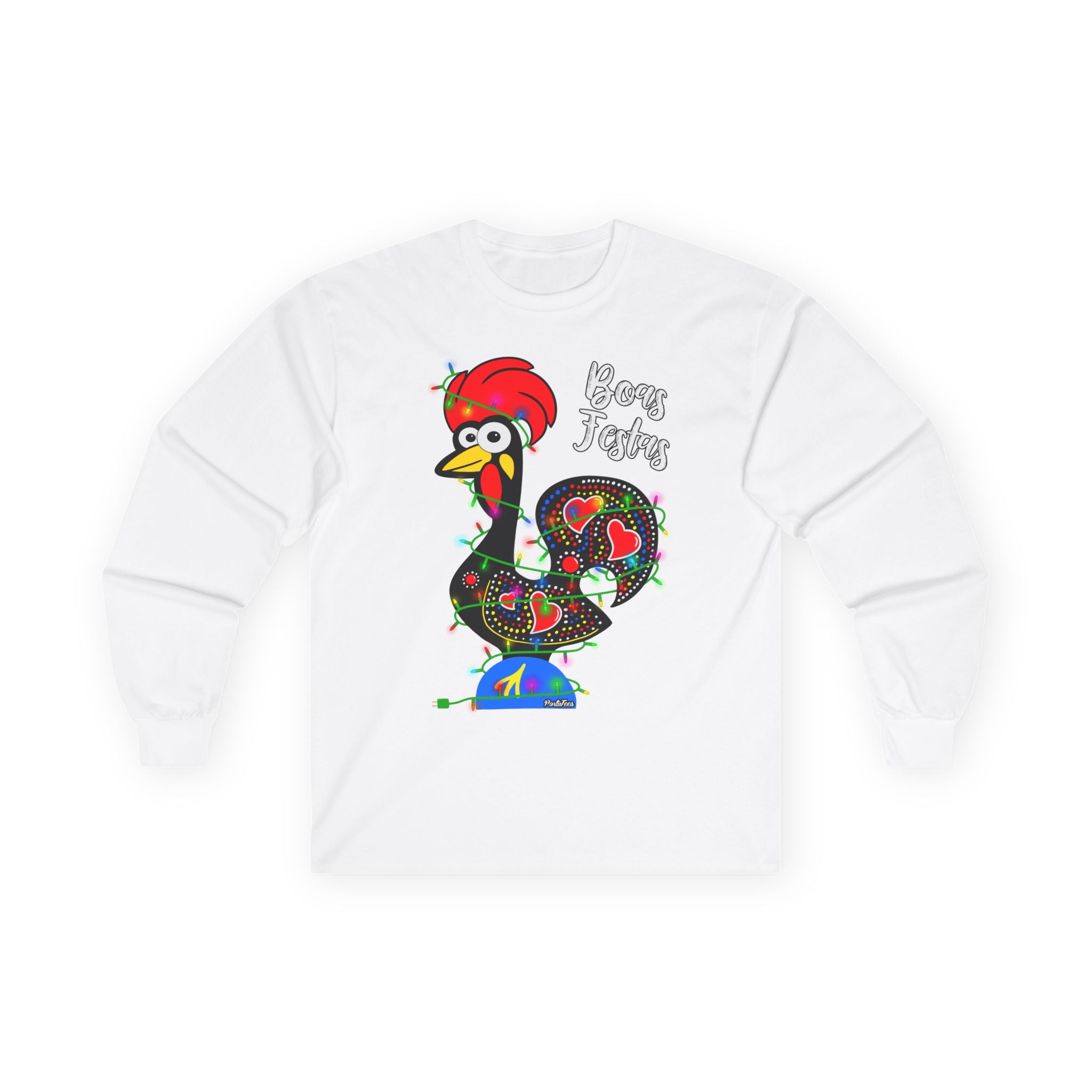 Whimsical Rooster Long Sleeve Tee, Funny Gift for Farmers, Casual Wear, Holiday Gift, Farmhouse Decor