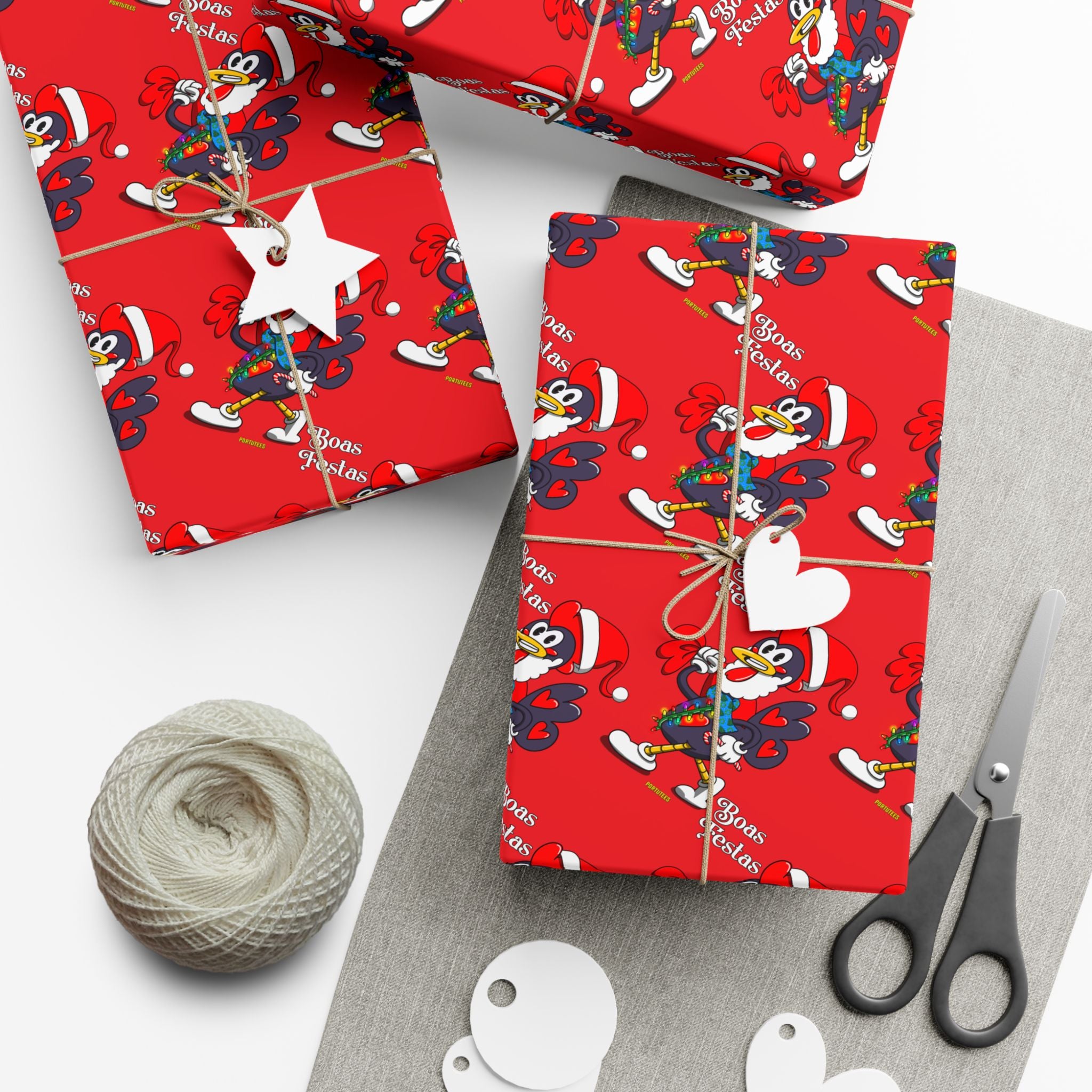 Boa Festa Rooster Gift Wrap Papers for Holidays, Christmas, Birthdays, Colorful Wrapping Paper, Fun Seasonal Decor, Gift