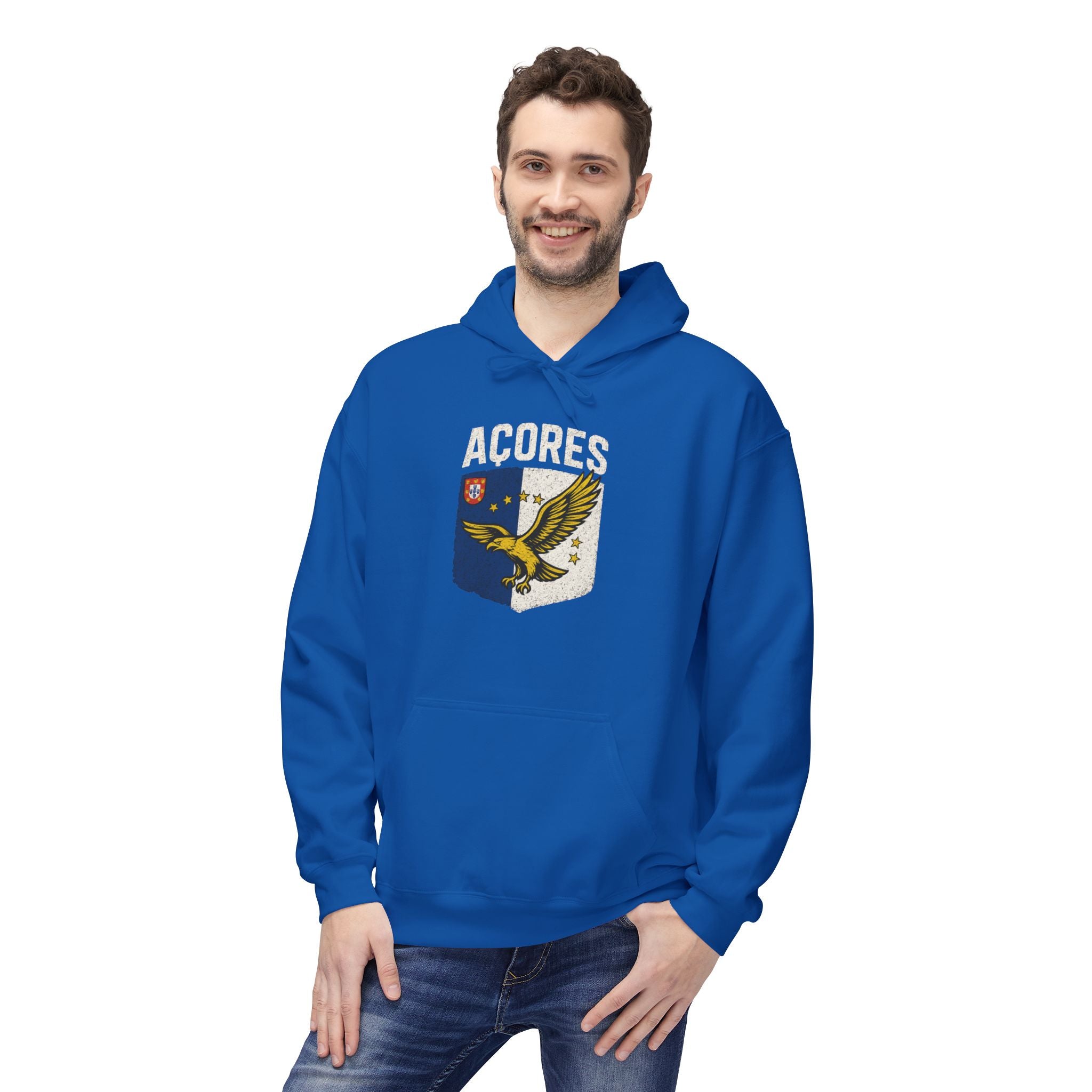 Acores Crest Hoodie — Vintage Shield & Eagle Graphic