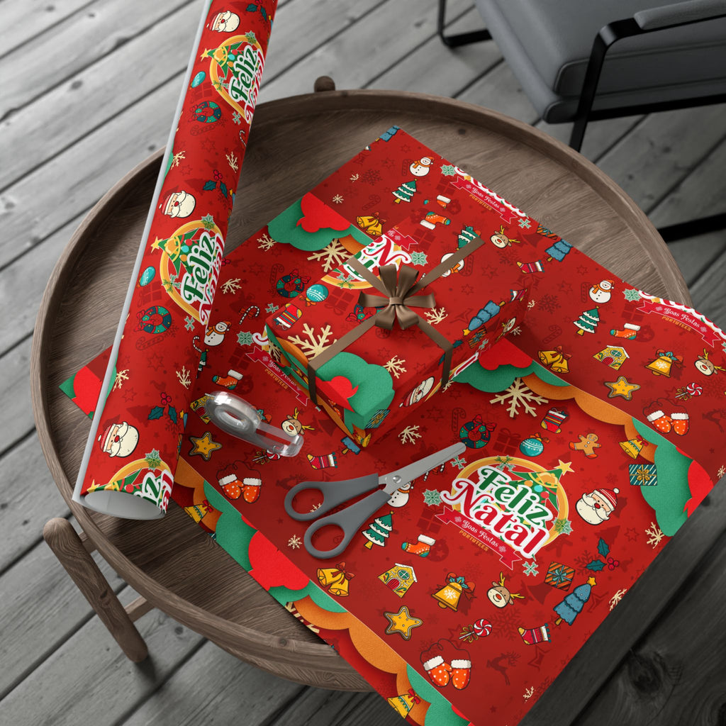Feliz Natal Festive Gift Wrap Paper for Holidays