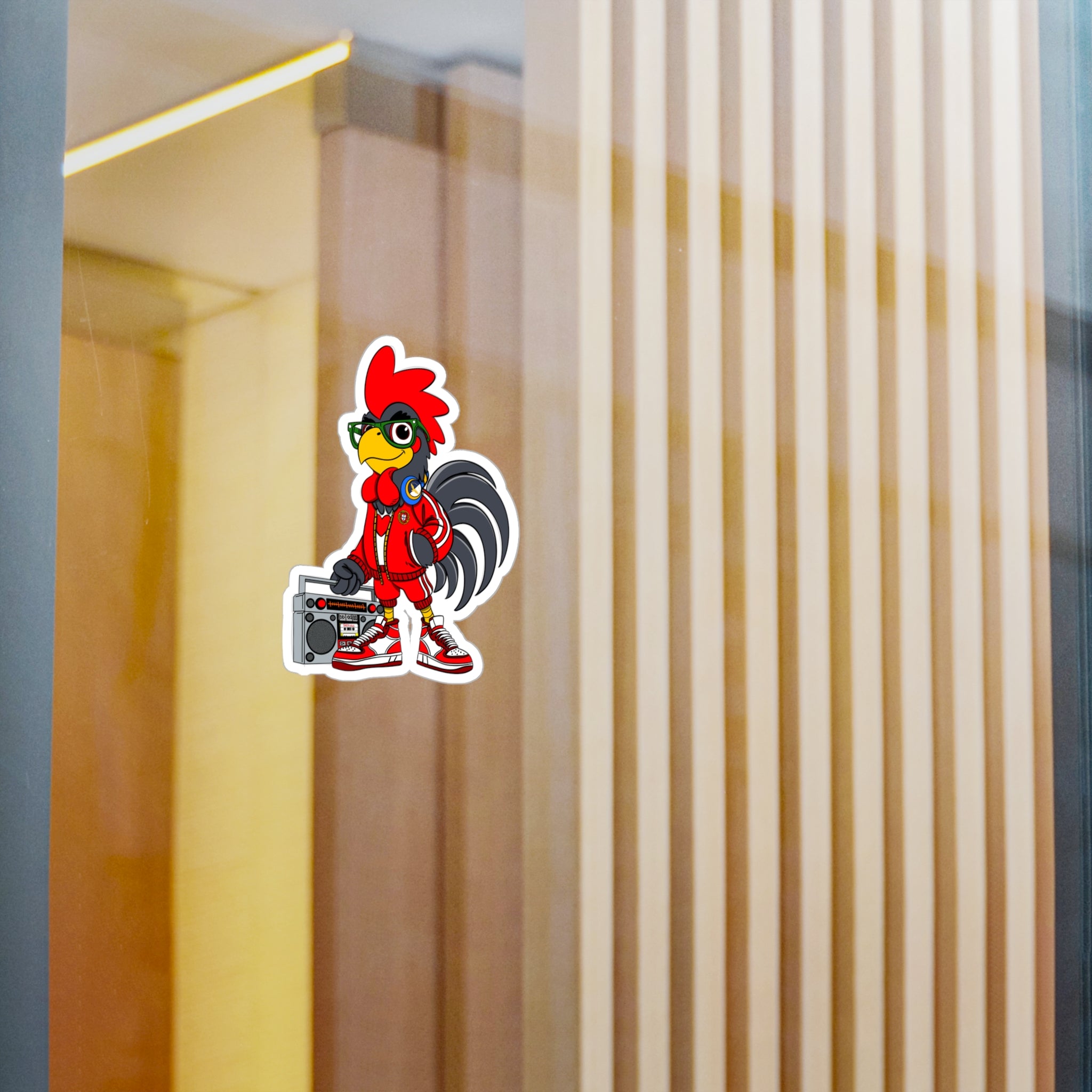 Hip-Hop Rooster Vinyl Decal, Fun Stickers for Laptop, Car, Wall, Office Decor, Gift for Chicken Lovers, Retro Vibe