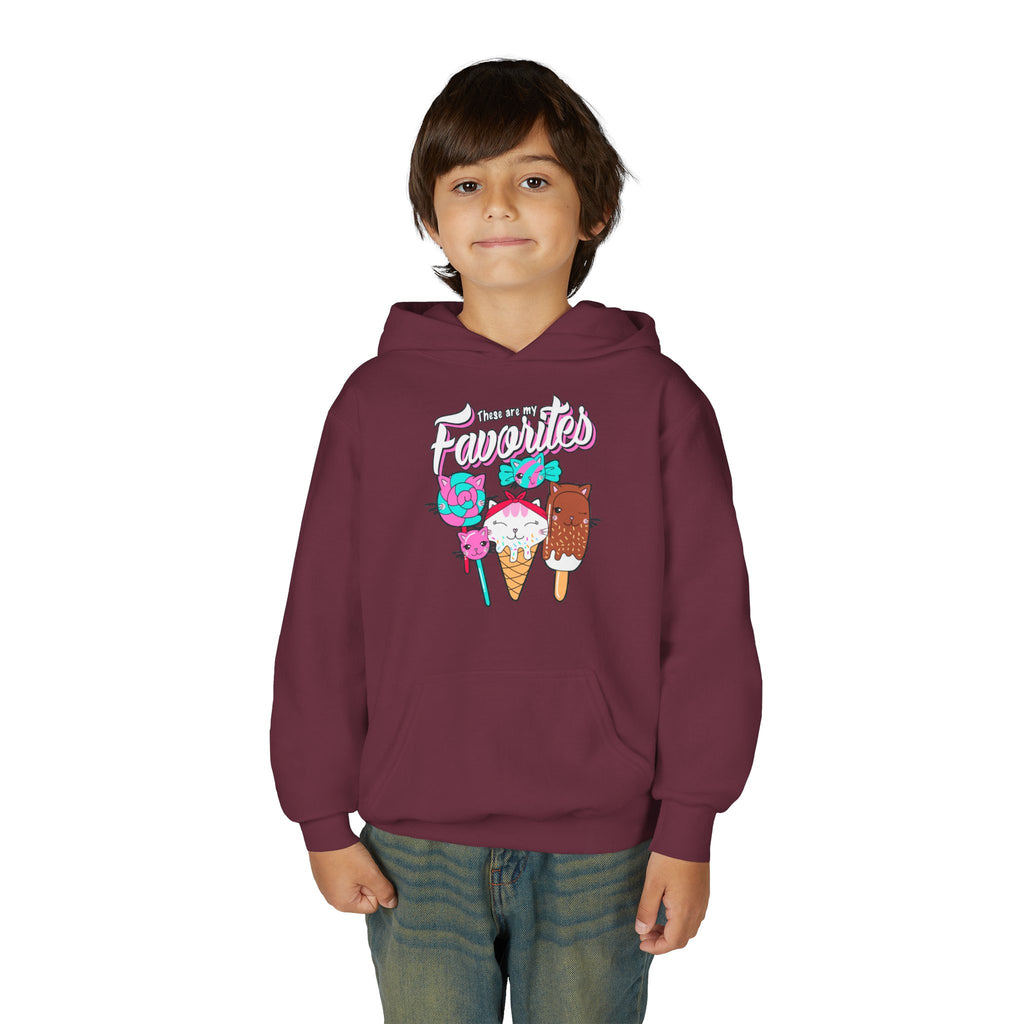 Cute Ice Cream Favorites Youth Hoodie, Summer Apparel, Kids Sweatshirt, Birthday Gift, Cartoon Ice Cream Design