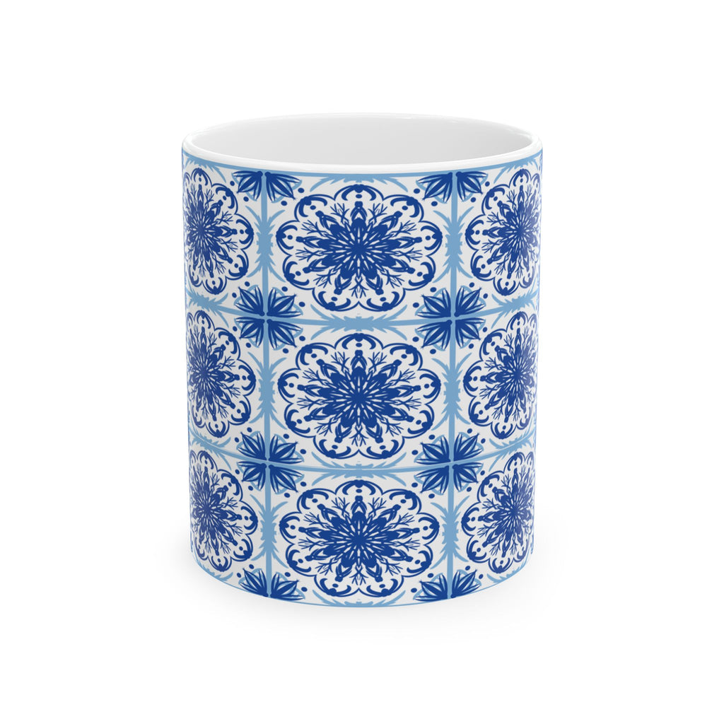 Azulejos Decorative Blue Floral Ceramic Mug - Perfect for Coffee and Tea Lovers