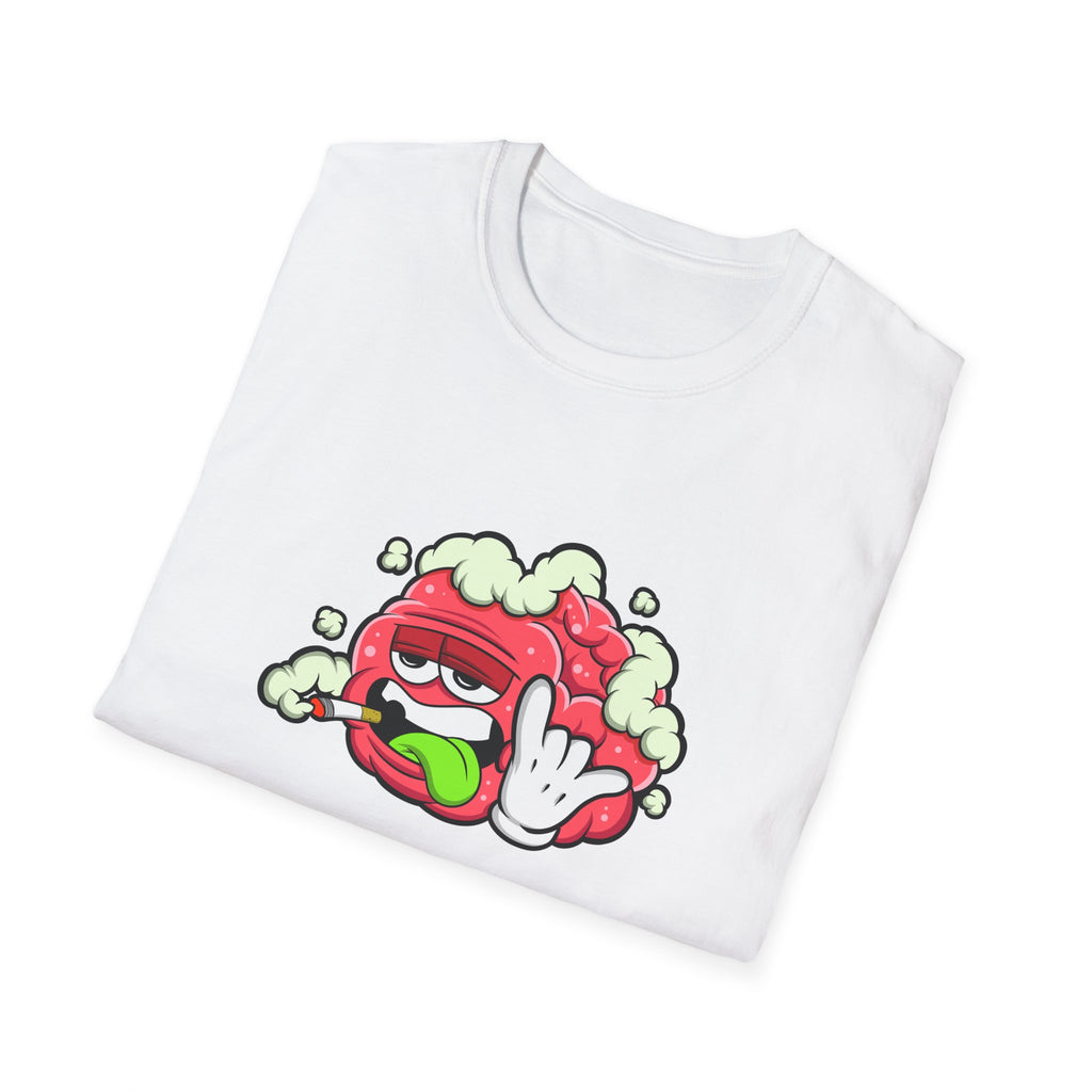 Funny Brain Cartoon Unisex Softstyle T-Shirt, Perfect for Humor Lovers, Gift for Friends, Casual Wear, Everyday Tee, Quirky Graphic Tee