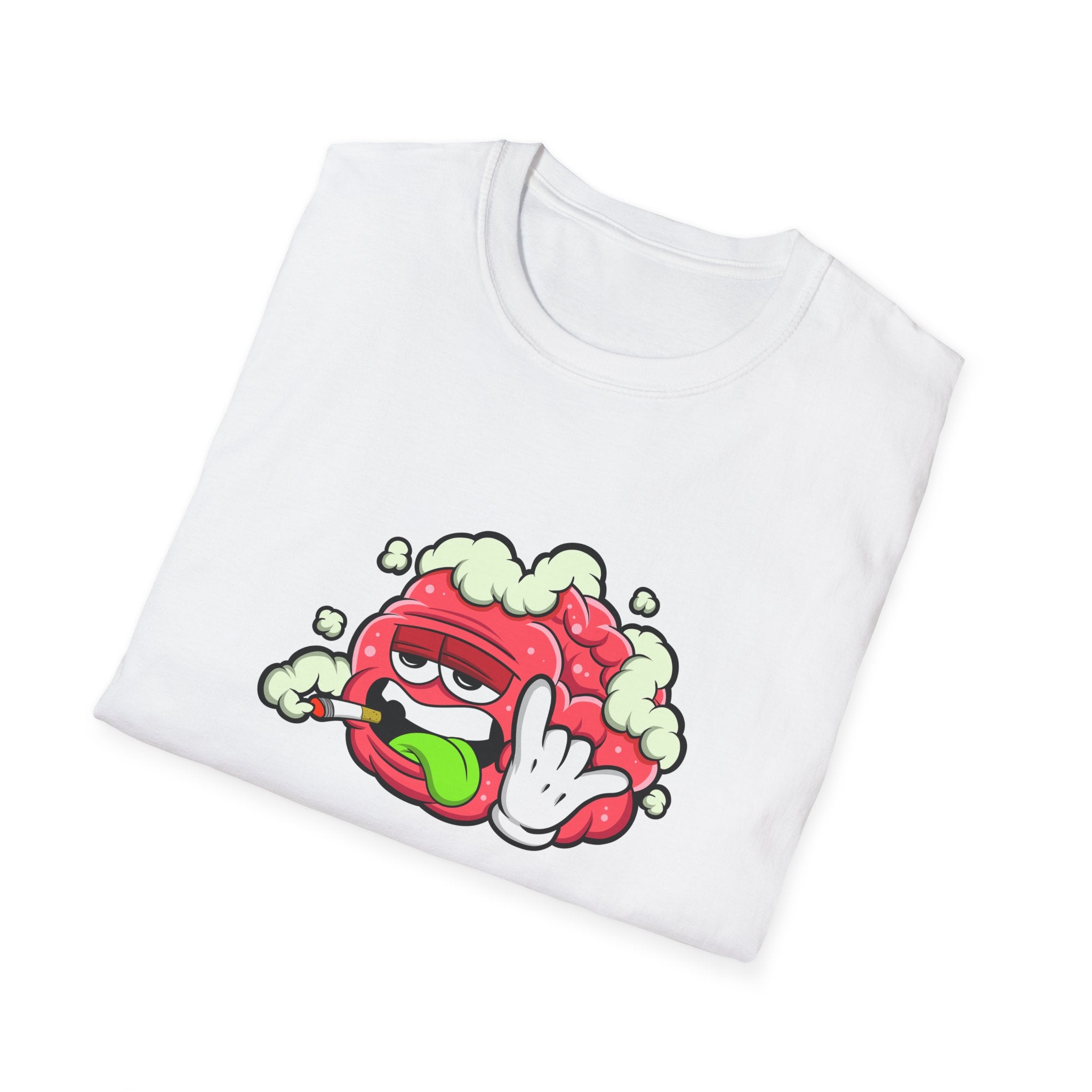 Funny Brain Cartoon Unisex Softstyle T-Shirt, Perfect for Humor Lovers, Gift for Friends, Casual Wear, Everyday Tee, Quirky Graphic Tee