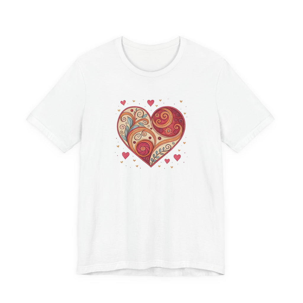 Heart Paisley T-Shirt — Boho Floral Love Tee for Valentine’s Day