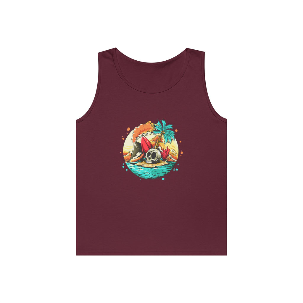 Beach Vibes Unisex Heavy Cotton Tank Top, Perfect for Summer, Casual Wear, Beach Days, Vacation, Festival Outfit