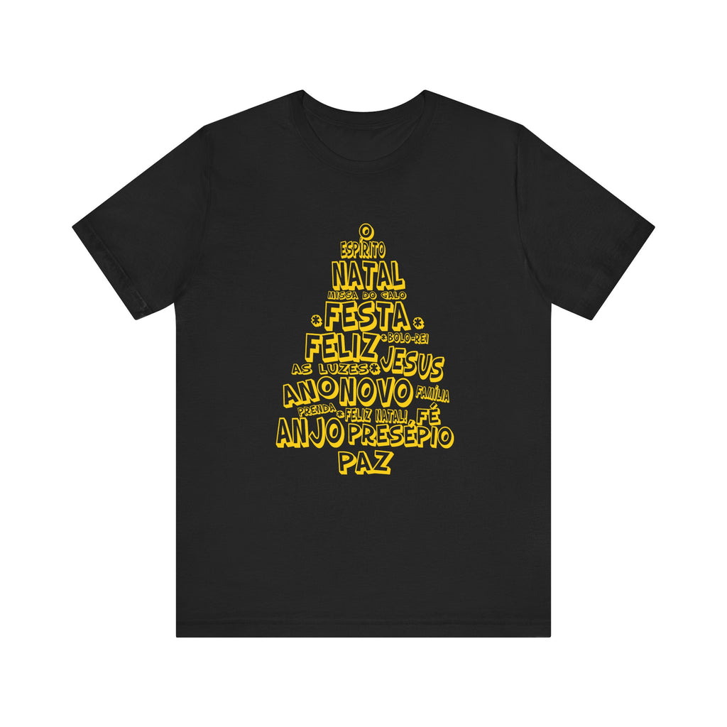 Portuguese Christmas Tree Typography Tee – Feliz Natal Portuguese Holiday T-Shirt