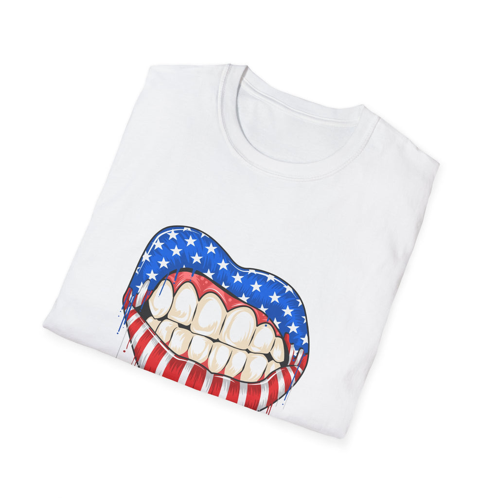 Bold American Flag Teeth T-Shirt, Patriotic Tee, Independence Day Shirt, 4th of July Apparel, Unisex Graphic Tee