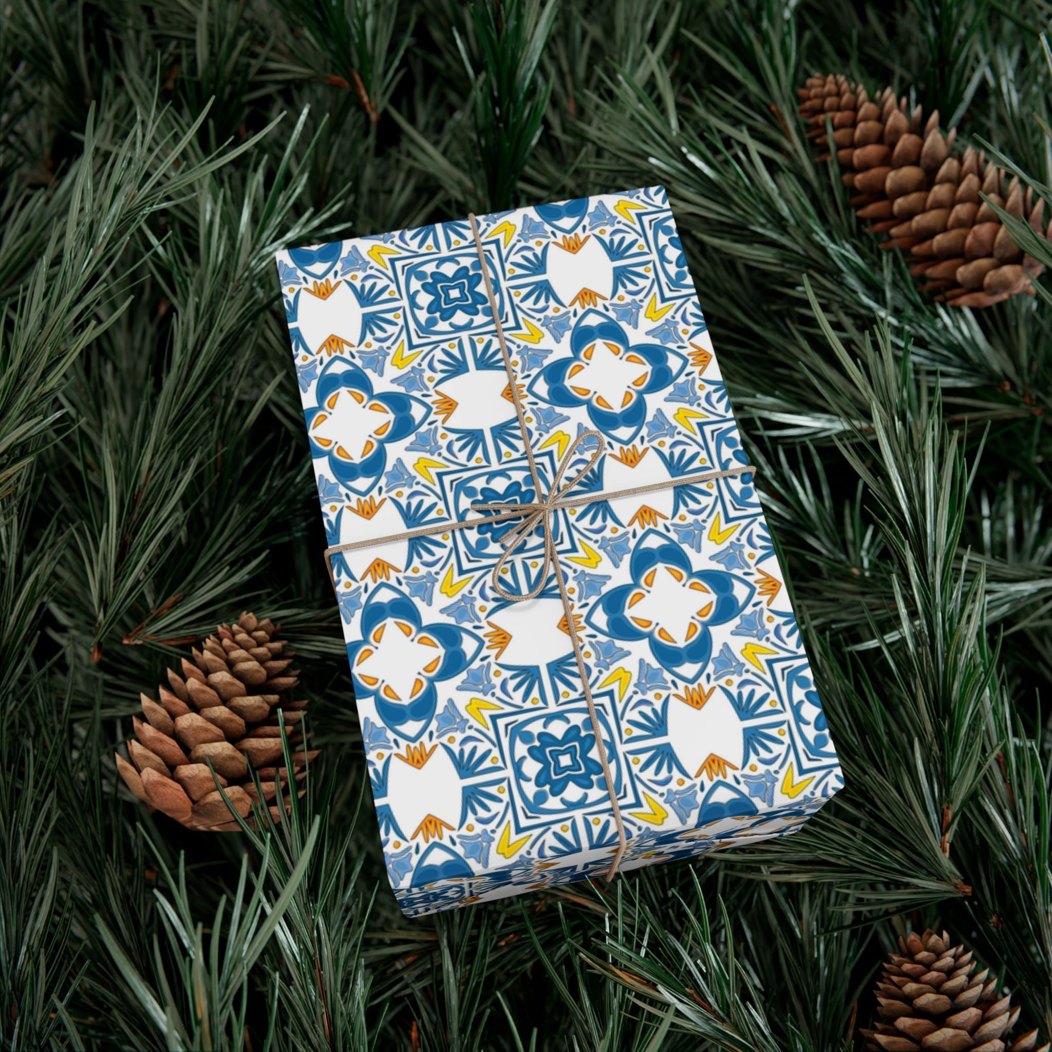 Portuguese Azulejos Gift Wrapping Paper for Special Occasions, Parties, Weddings, and Holidays