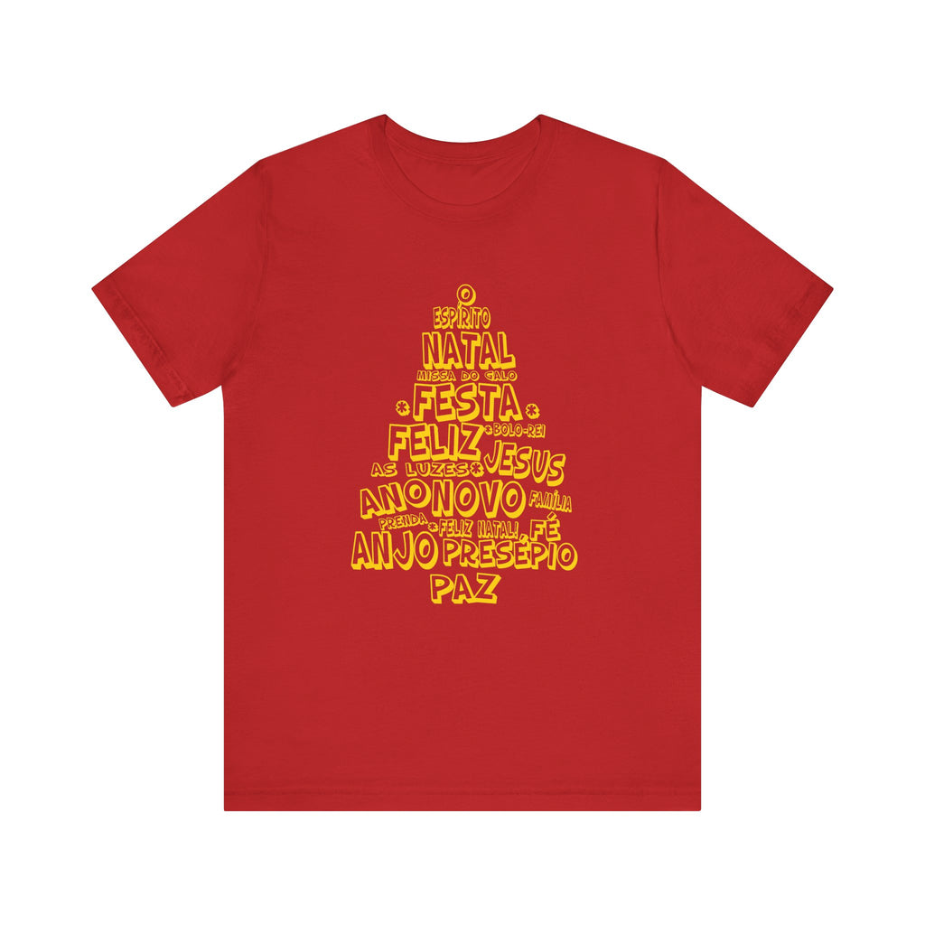 Portuguese Christmas Tree Typography Tee – Feliz Natal Portuguese Holiday T-Shirt