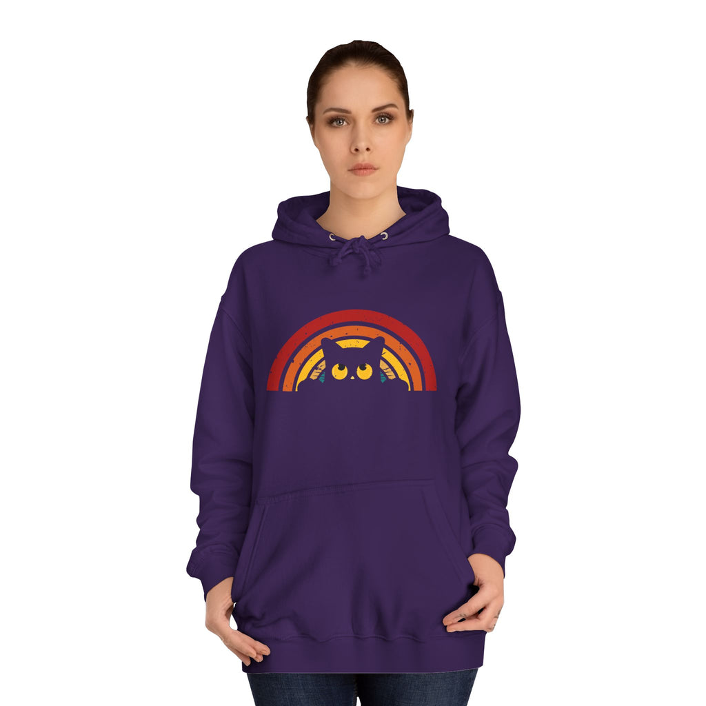 Cozy Rainbow Owl Hoodie, Cute College Sweatshirt, Unisex Gift, Fall Favorite, Nature Lover Apparel, Perfect for Students