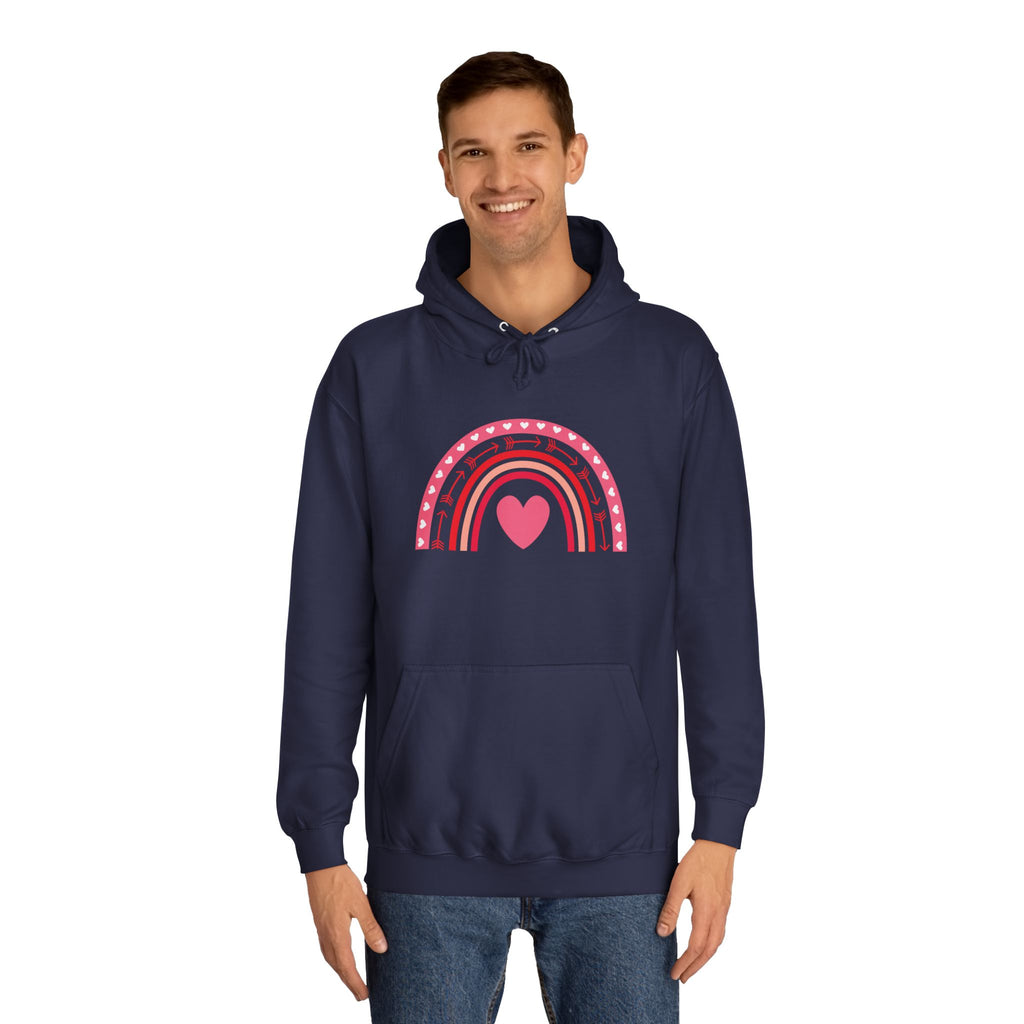 Colorful Heart Rainbow Hoodie, Unisex College Spirit Wear, Cozy Sweatshirt for Students, Cute Gift for Her, Valentine's Day Apparel