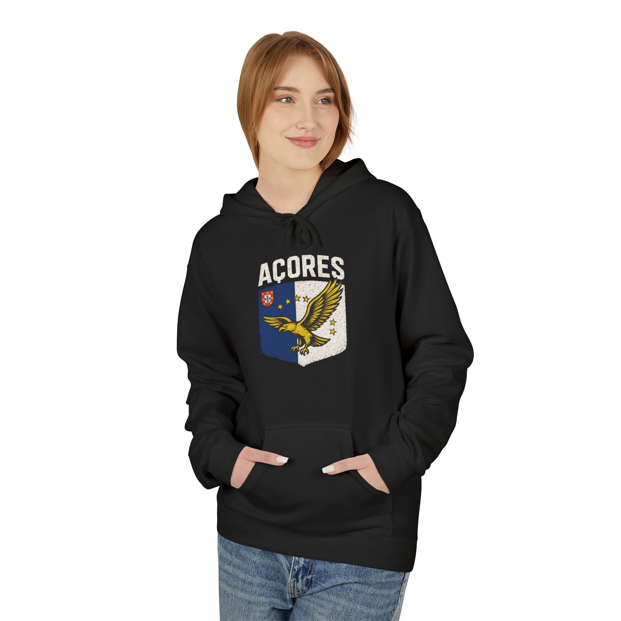 Acores Crest Hoodie — Vintage Shield & Eagle Graphic