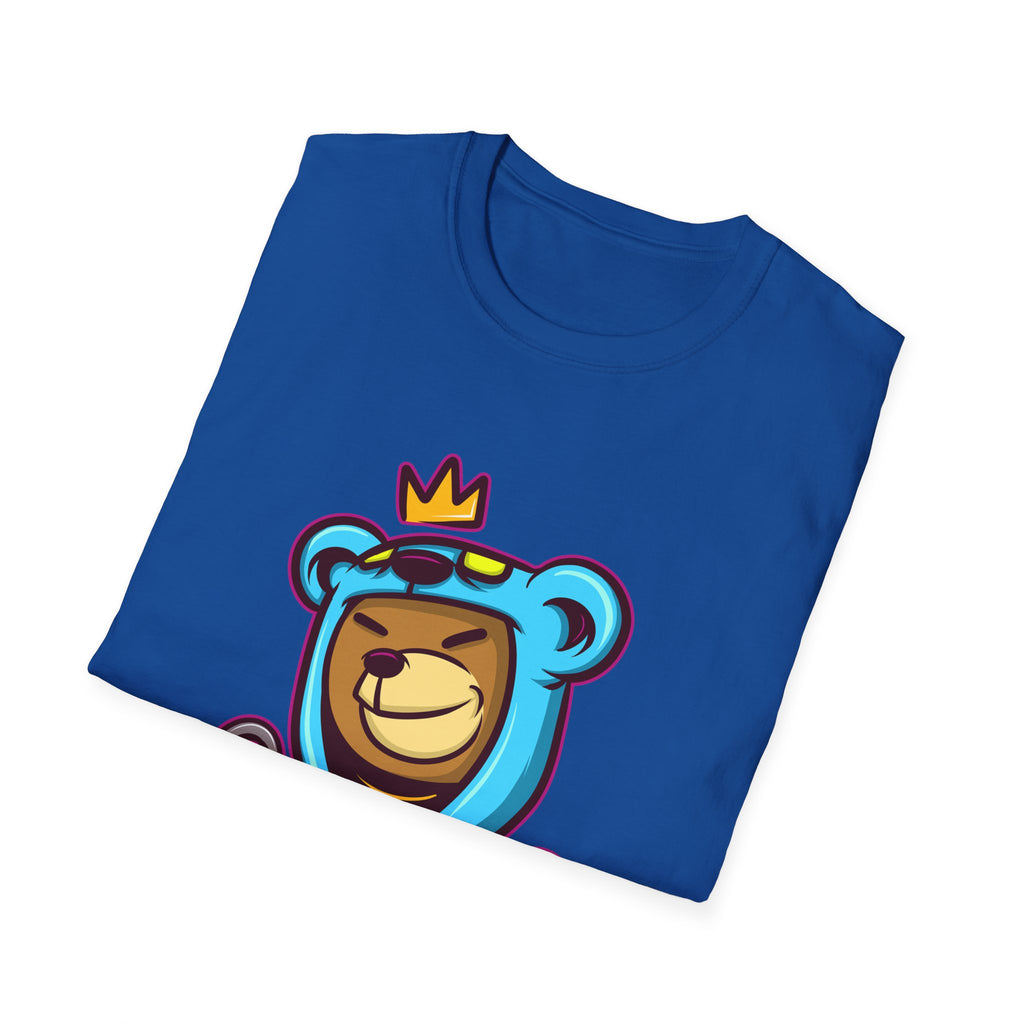 King Bear Graphic Tee - Unisex Softstyle T-Shirt, Casual Wear, Streetwear, Gift for Animal Lovers, Fun Fashion