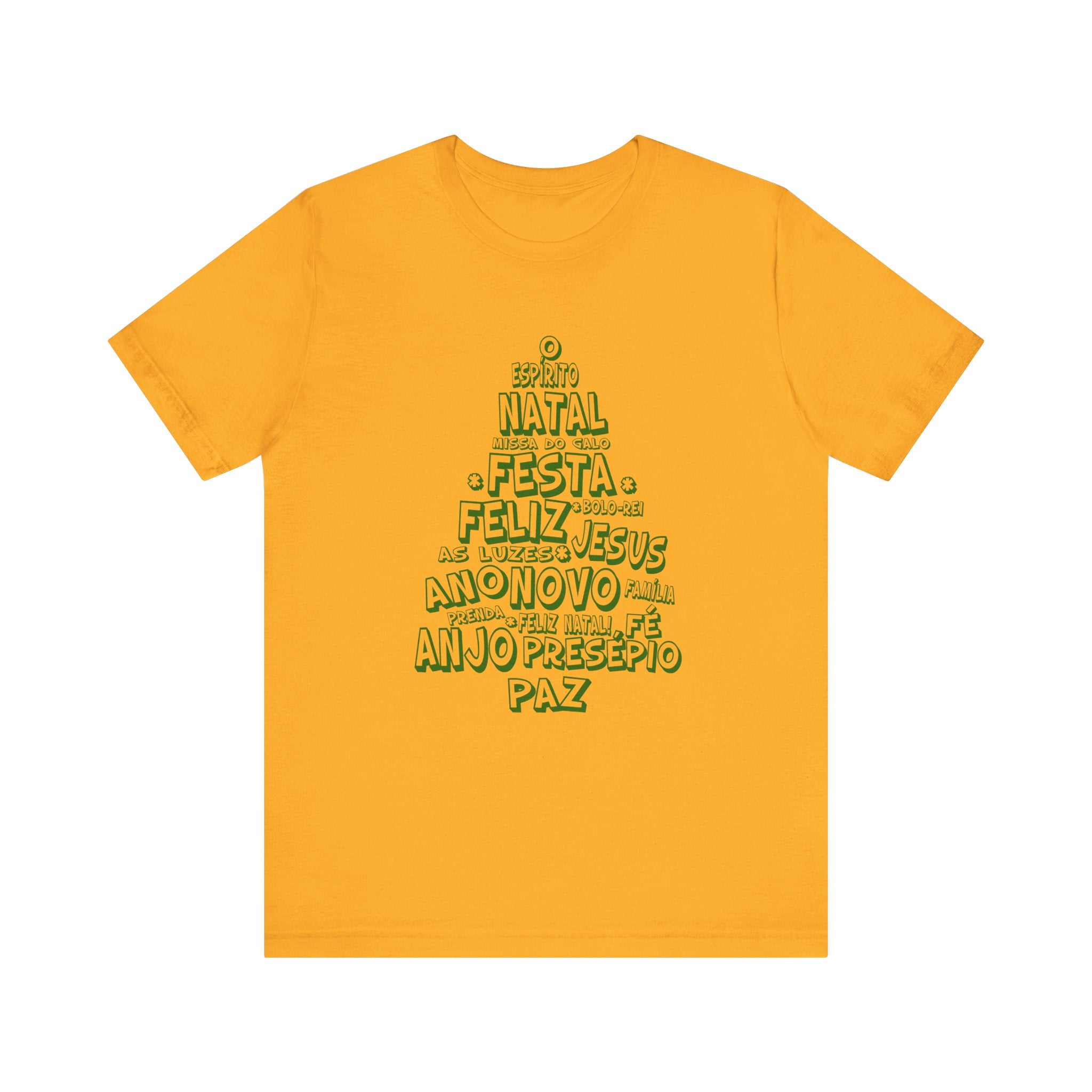 Portuguese Christmas Tree Typography Tee – Feliz Natal Portuguese Holiday T-Shirt