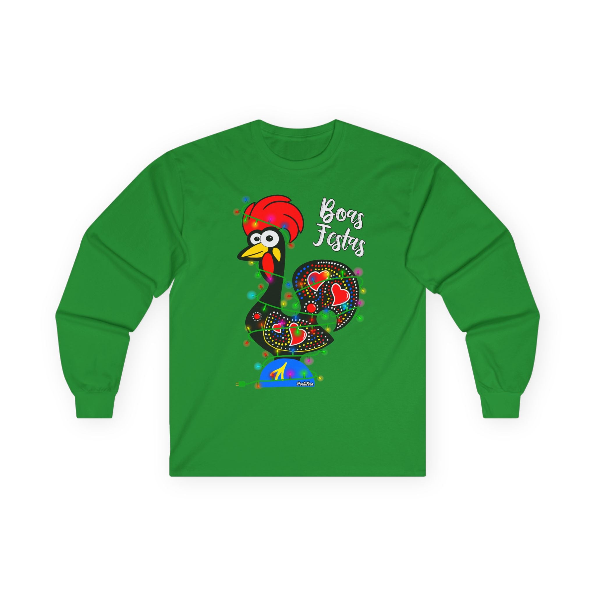 Whimsical Rooster Long Sleeve Tee, Funny Gift for Farmers, Casual Wear, Holiday Gift, Farmhouse Decor