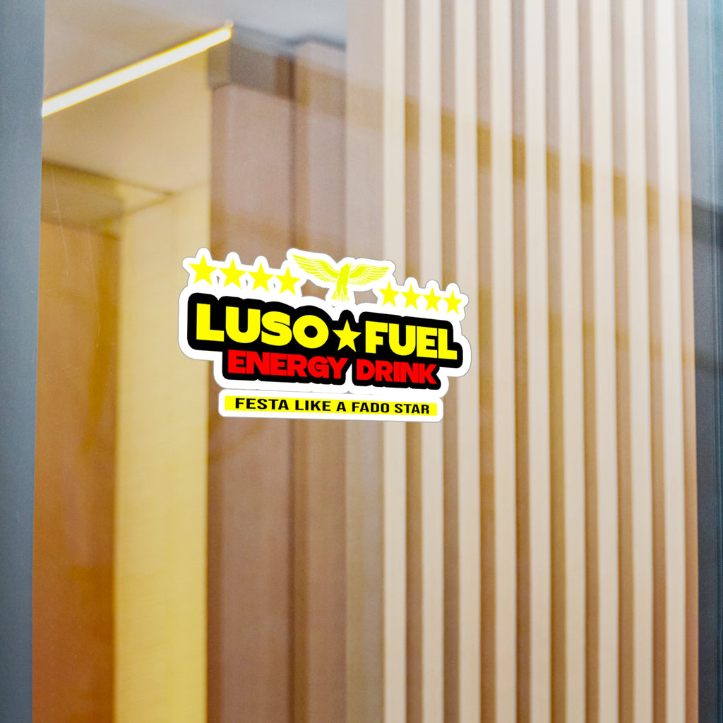 Luso Fuel Energy Drink Kiss-Cut Vinyl Decal, Fun Stickers for Party Goers, Car Decor, Laptop Stickers, Gift for Friends