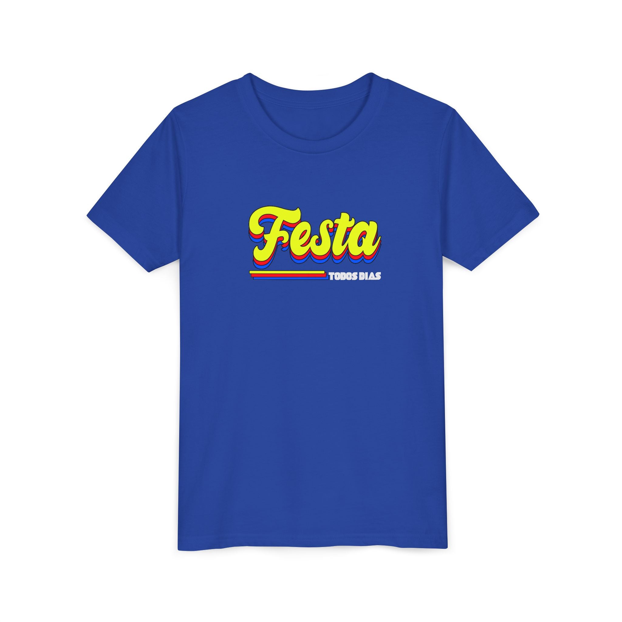 Festa Youth Tee — Bright Retro "Festa Todos Dias" Kids Shirt