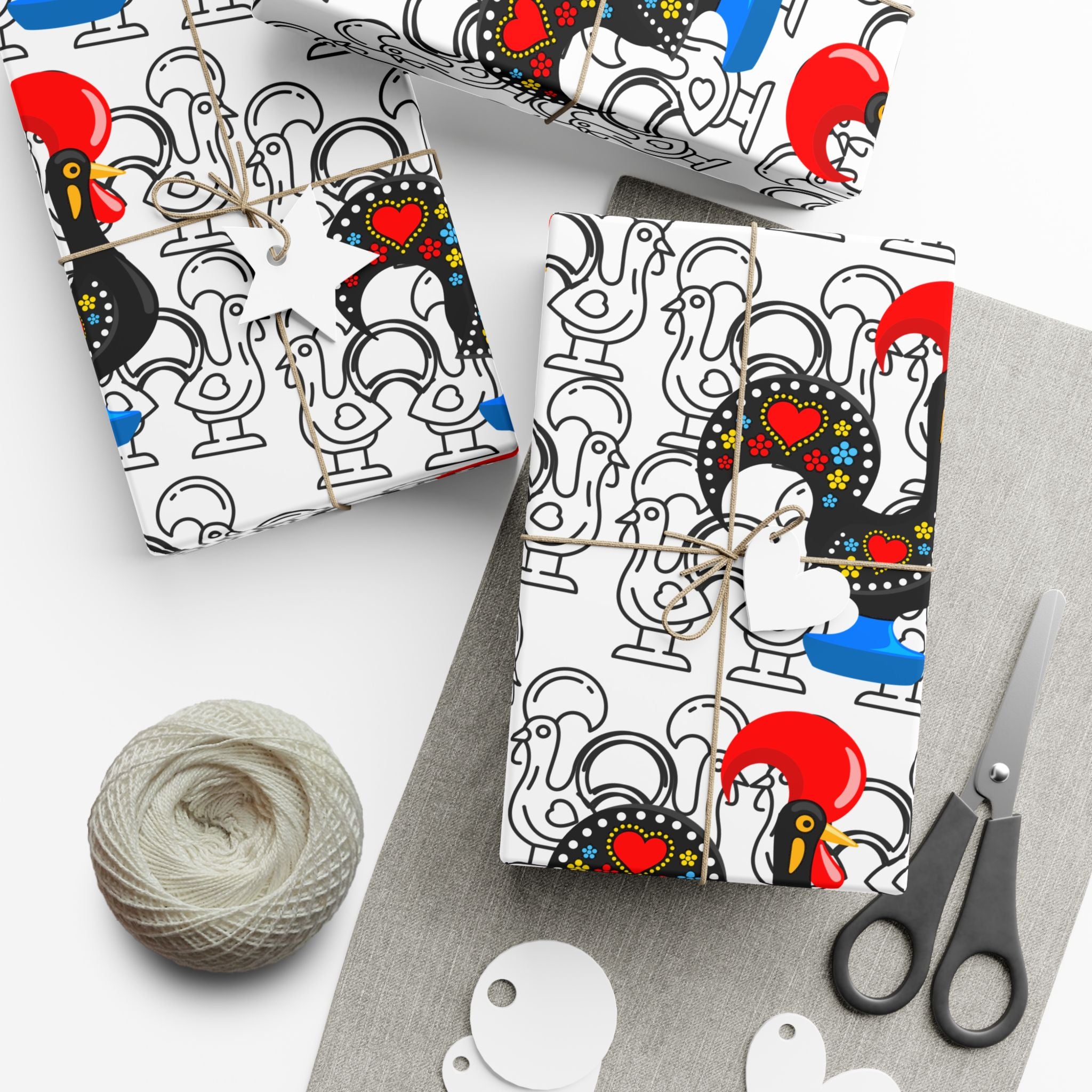 Festive Barcelos Rooster Gift Wrap Papers - Stylish and Playful Wrapping for All Occasions