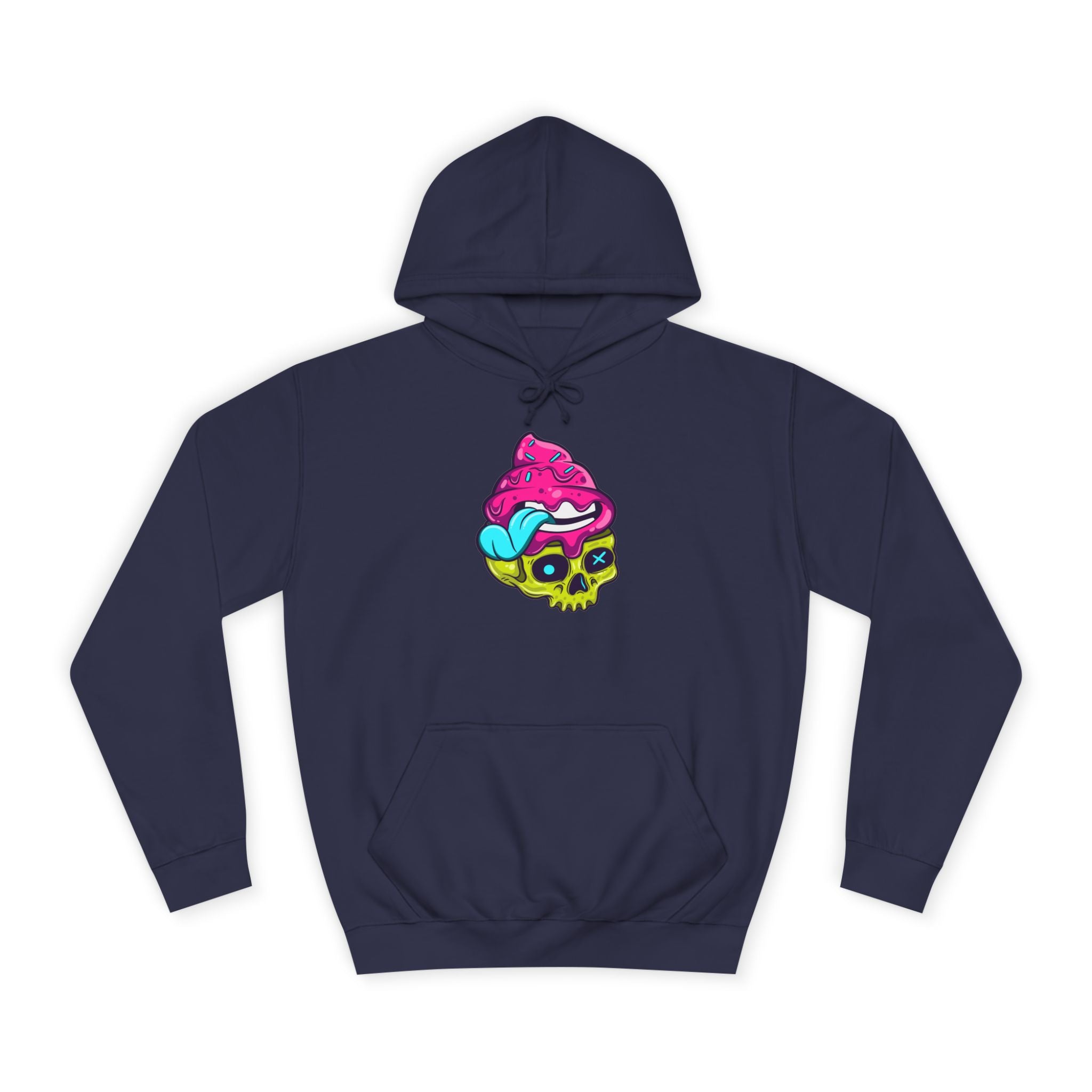 Colorful Skull Ice Cream Unisex College Hoodie, Trendy Streetwear, Casual Gift for Students, Halloween, Unique Fashion Statement