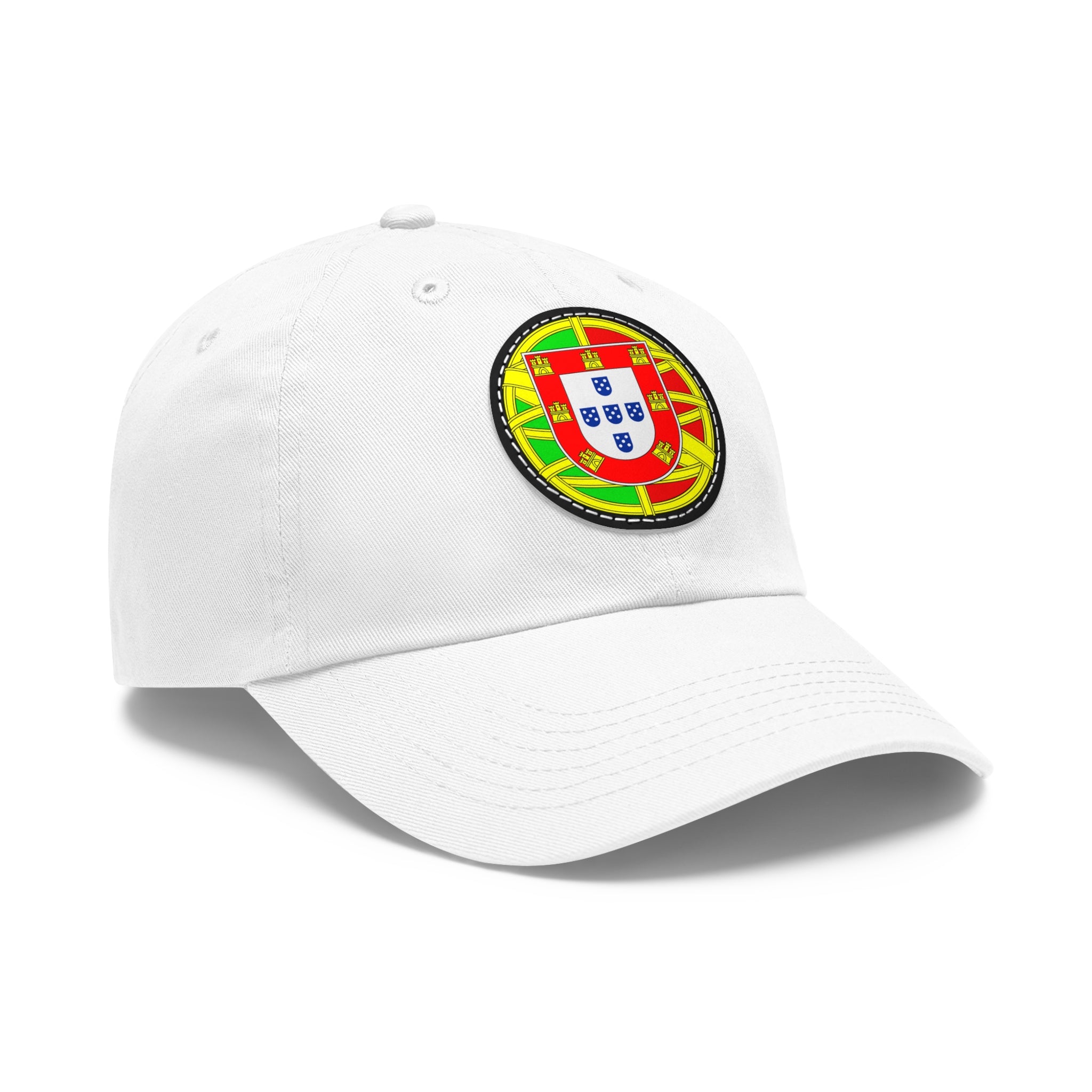 Portugal Flag Leather Patch Dad Hat — Embroidered Round Crest Baseball Cap