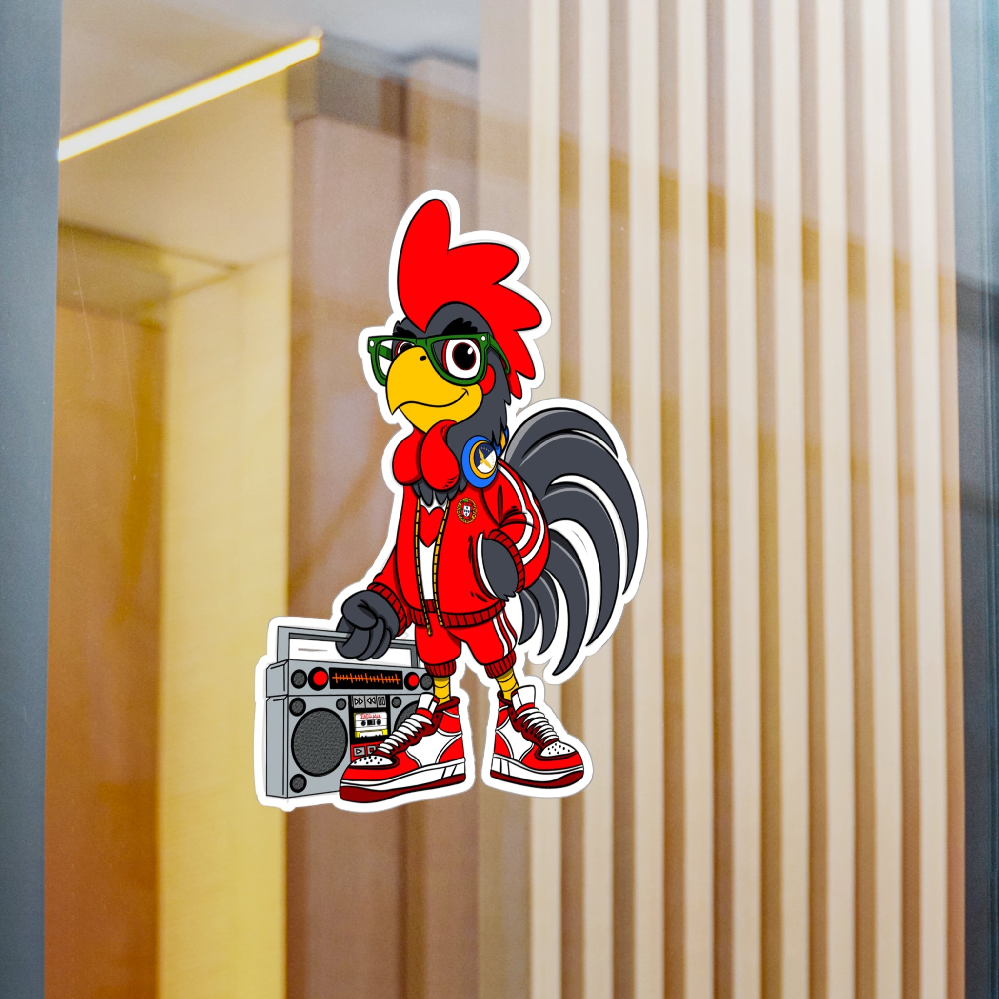 Hip-Hop Rooster Vinyl Decal, Fun Stickers for Laptop, Car, Wall, Office Decor, Gift for Chicken Lovers, Retro Vibe