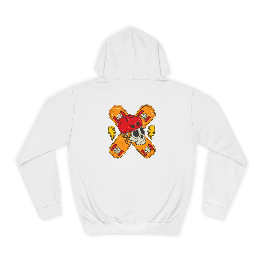 Punk Style Unisex College Hoodie with Skull & Skate Design, Casual Fashion, Perfect for Students, Gifts for Skaters, Cozy Wear