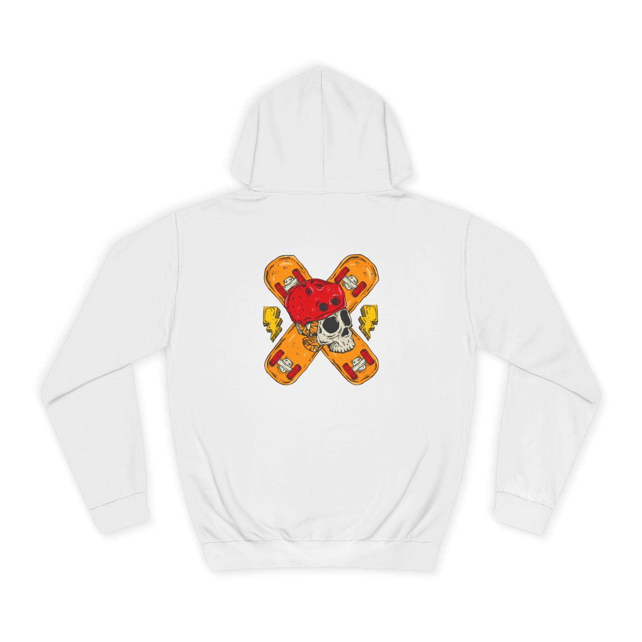 Punk Style Unisex College Hoodie with Skull & Skate Design, Casual Fashion, Perfect for Students, Gifts for Skaters, Cozy Wear