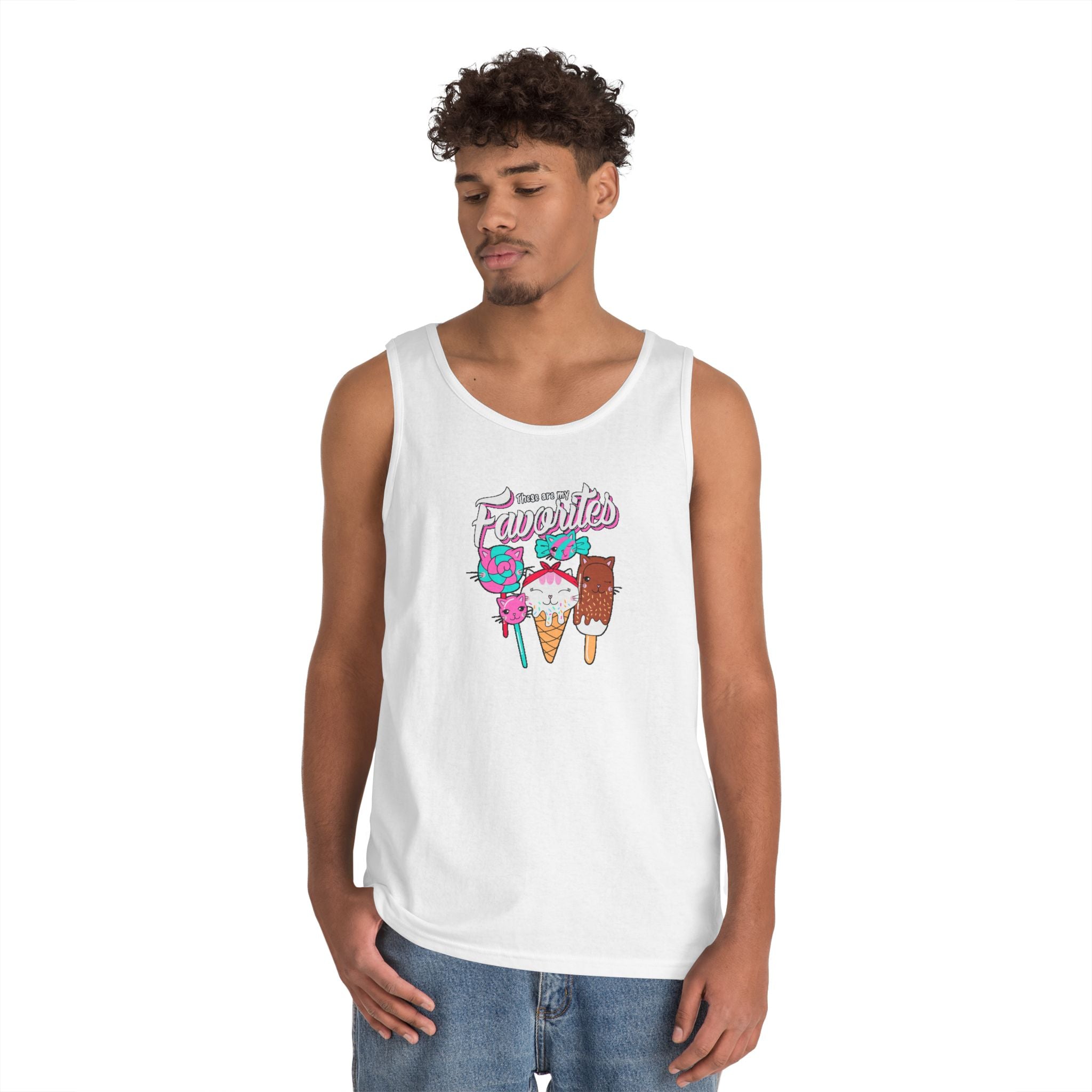 Ice Cream Favorites Tank Top, Summer Sleeveless Tee, Unisex Cotton Muscle Shirt, Ice Cream Lover Gift, Beachwear