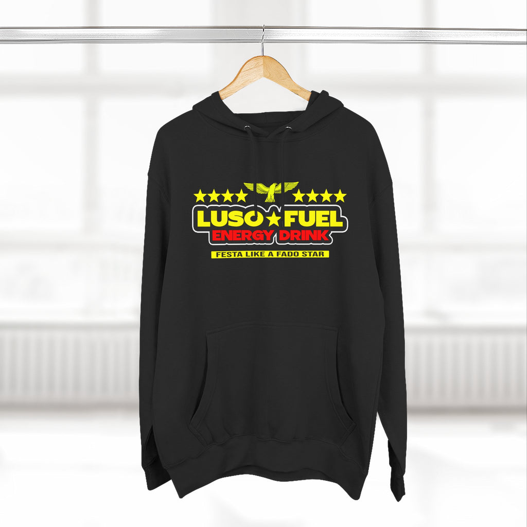 Luso Fuel Hoodie, Cozy Fleece Sweatshirt, Casual Streetwear, Gift for Athletes, Warm Winter Apparel, Sports Motivation Clothing