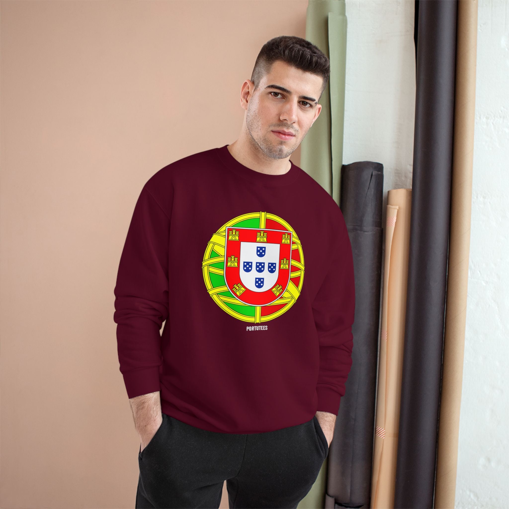 Portugal Crest Sweatshirt - Portuguese Flag Emblem Crewneck