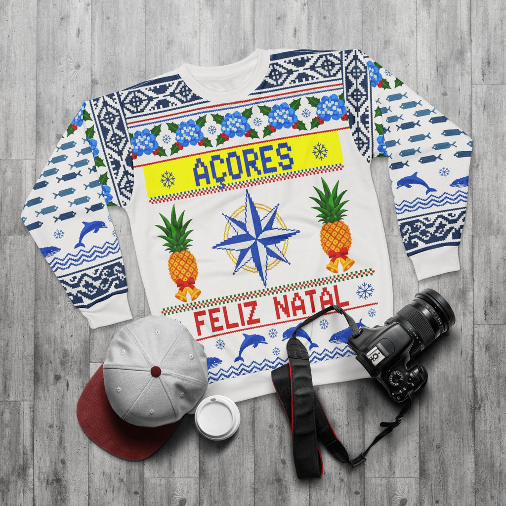 Azores 'Feliz Natal' Holiday Sweater — Nautical Compass & Pineapple Ugly Christmas Sweater