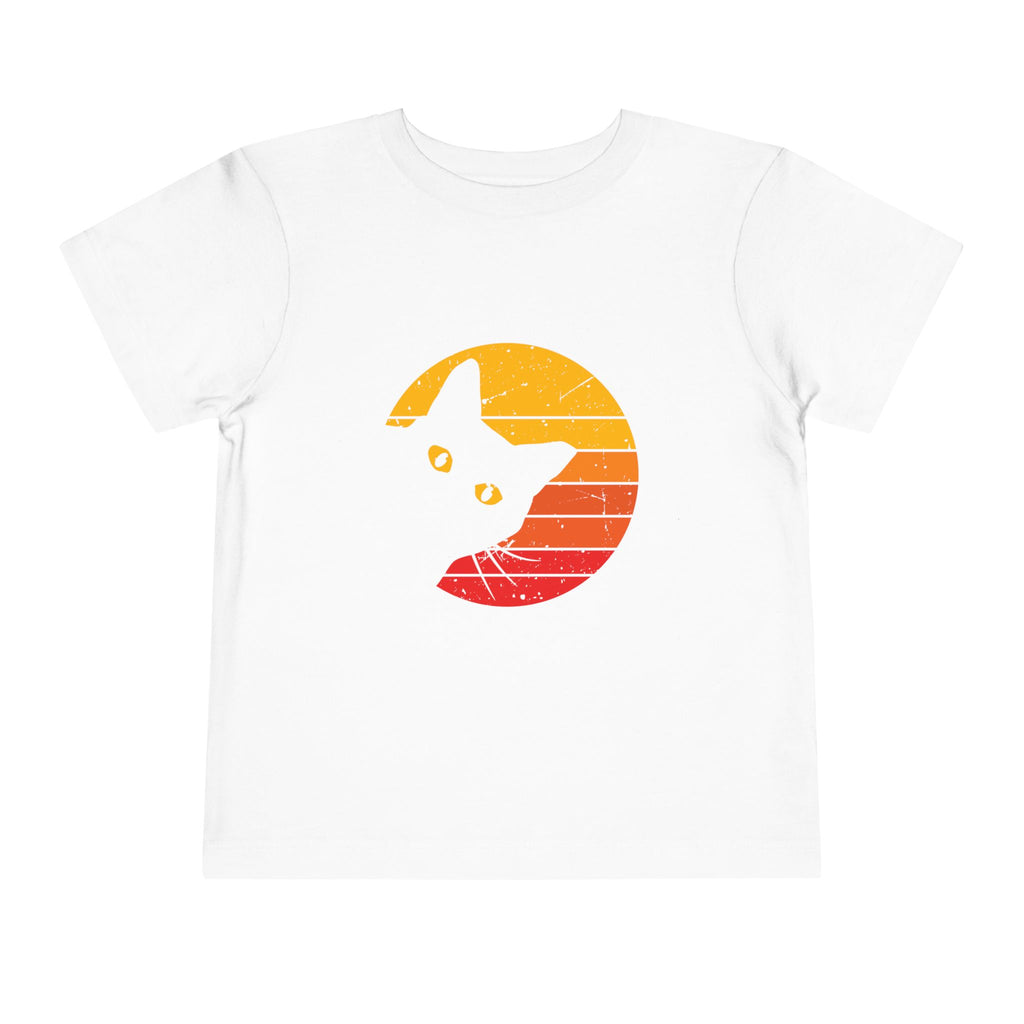 Sunset Cat Toddler Tee - Cute Cat Shirt, Kids Summer Tee, Playful Gift for Cat Lovers, Birthday Gift, Cozy Everyday Wear