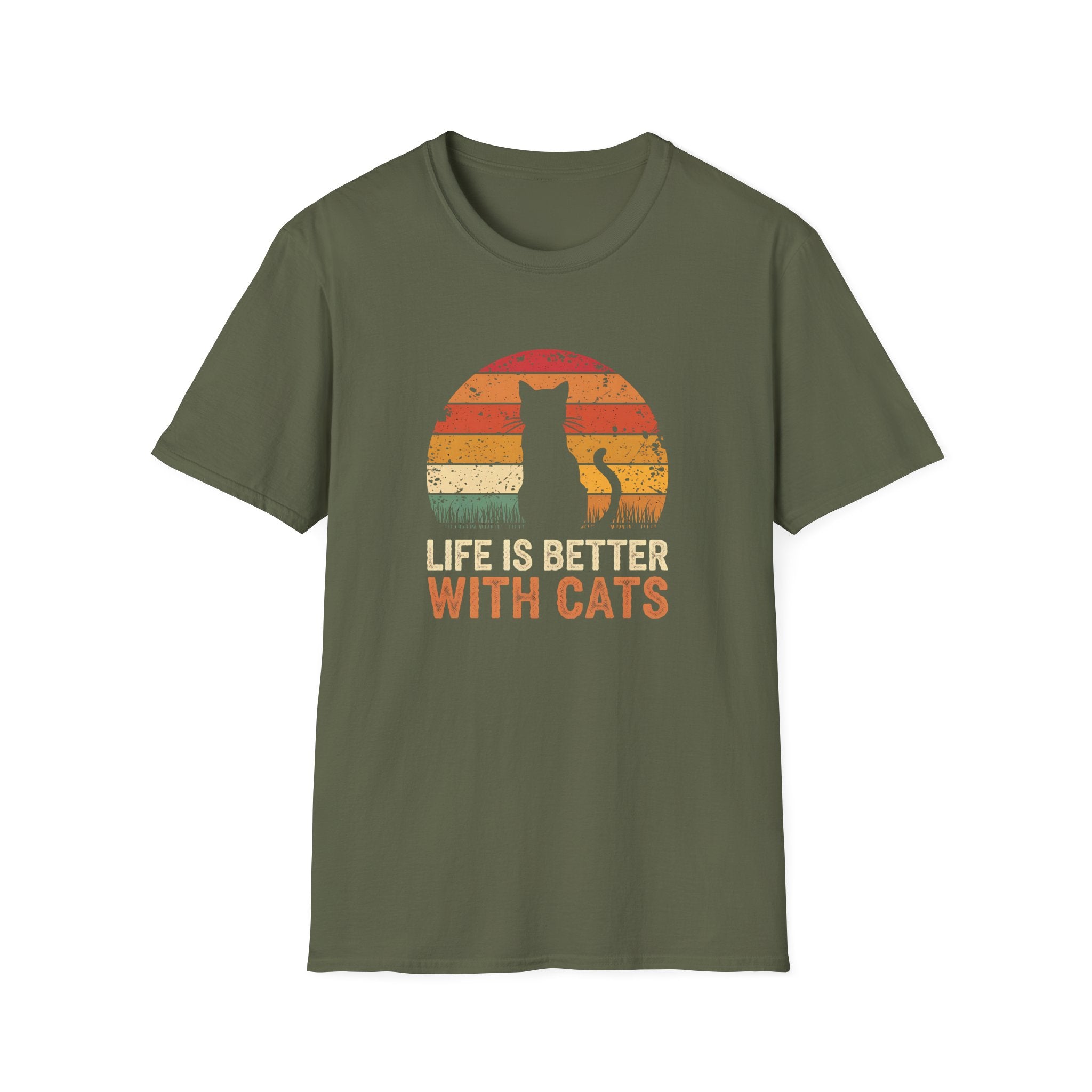 Life is Better with Cats Unisex T-Shirt, Cat Lover Gift, Pet Owner Tee, Cozy Cotton Shirt for Cat Lovers, Fun Vintage Design